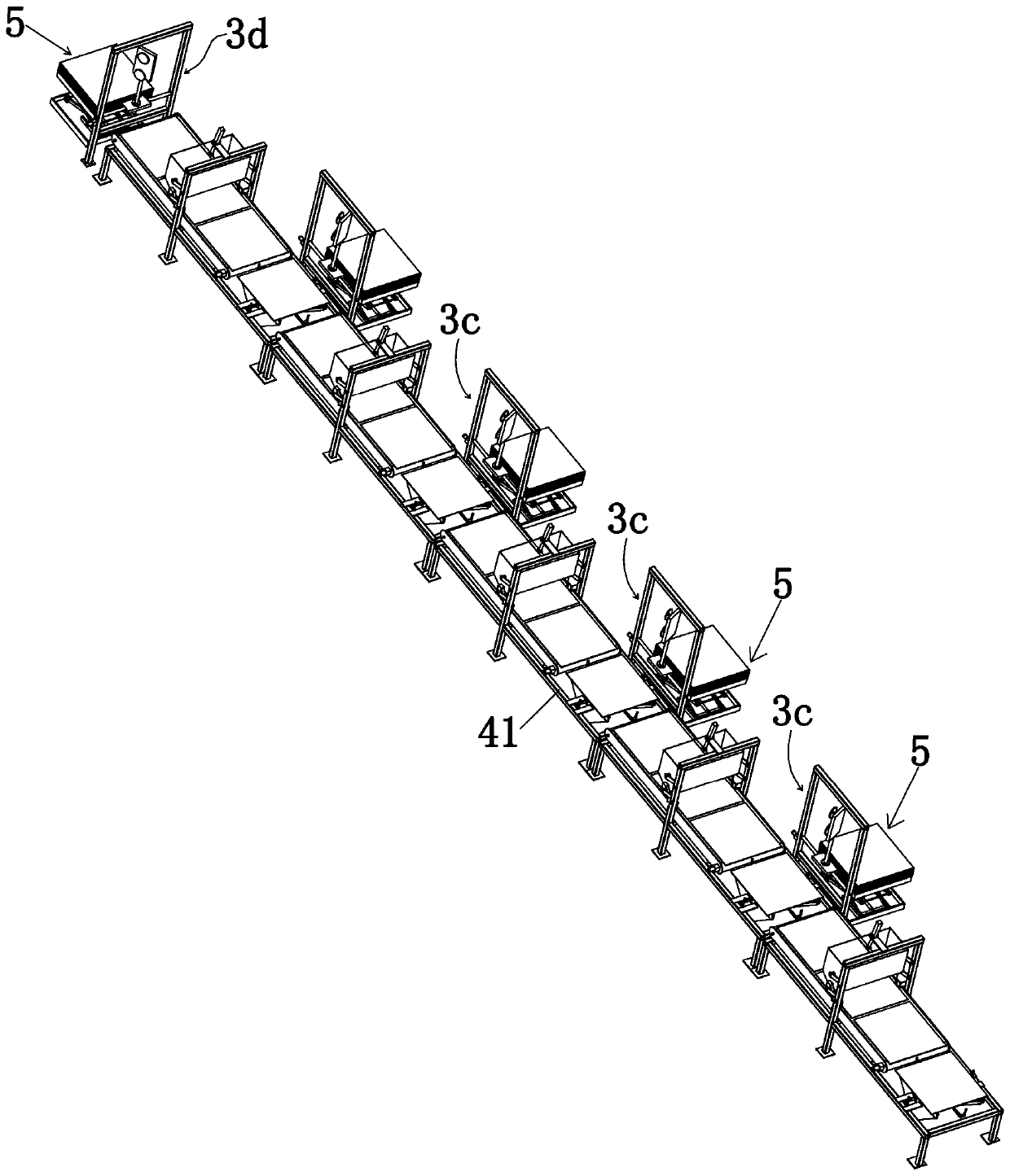 Composite wood board automatic processing device and composite wood board processing process