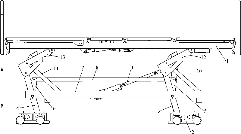 Lifting type nursing bed for nursing old people