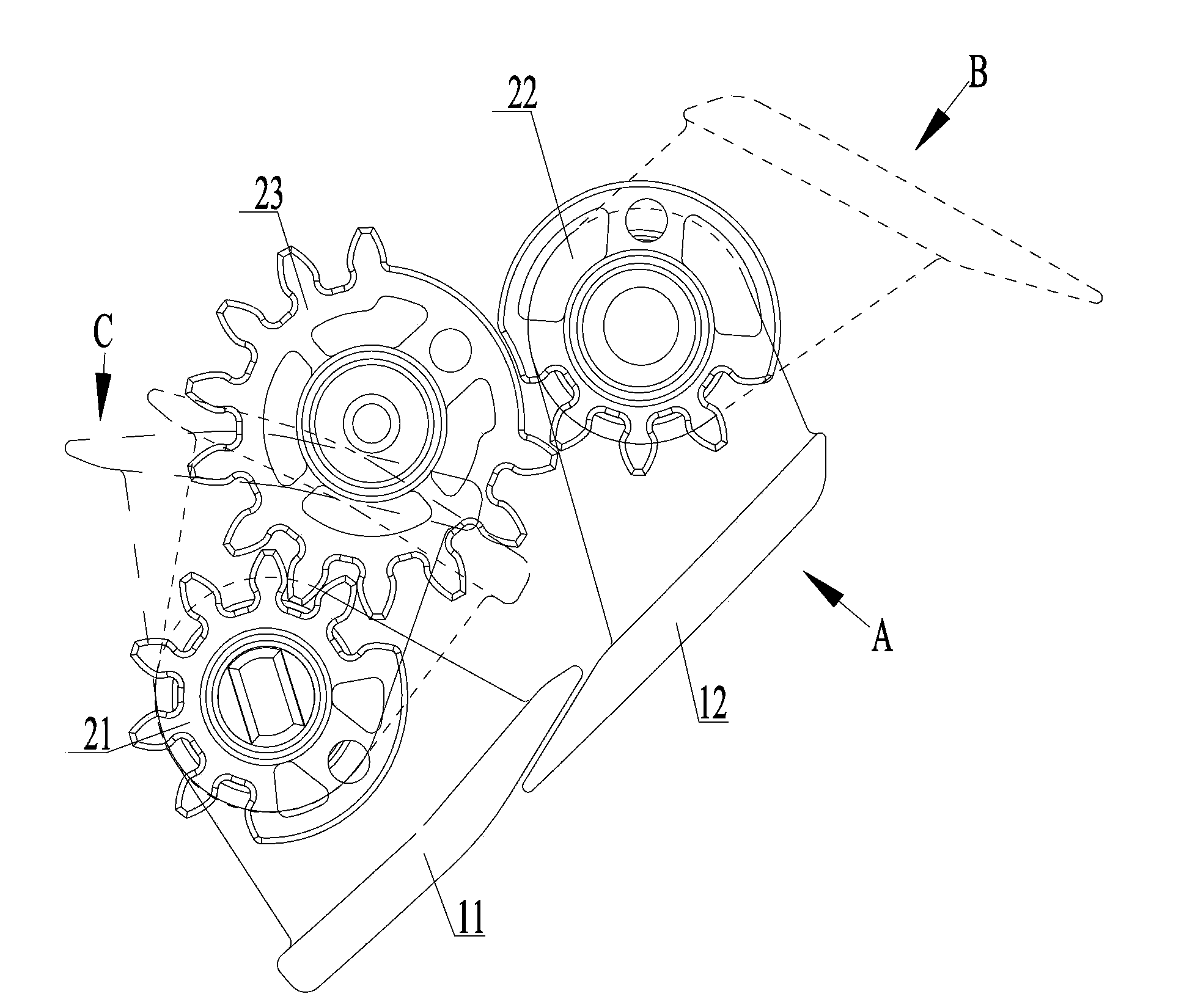 Double air guide plate driving mechanism and air conditioner with double air guide plate driving mechanism