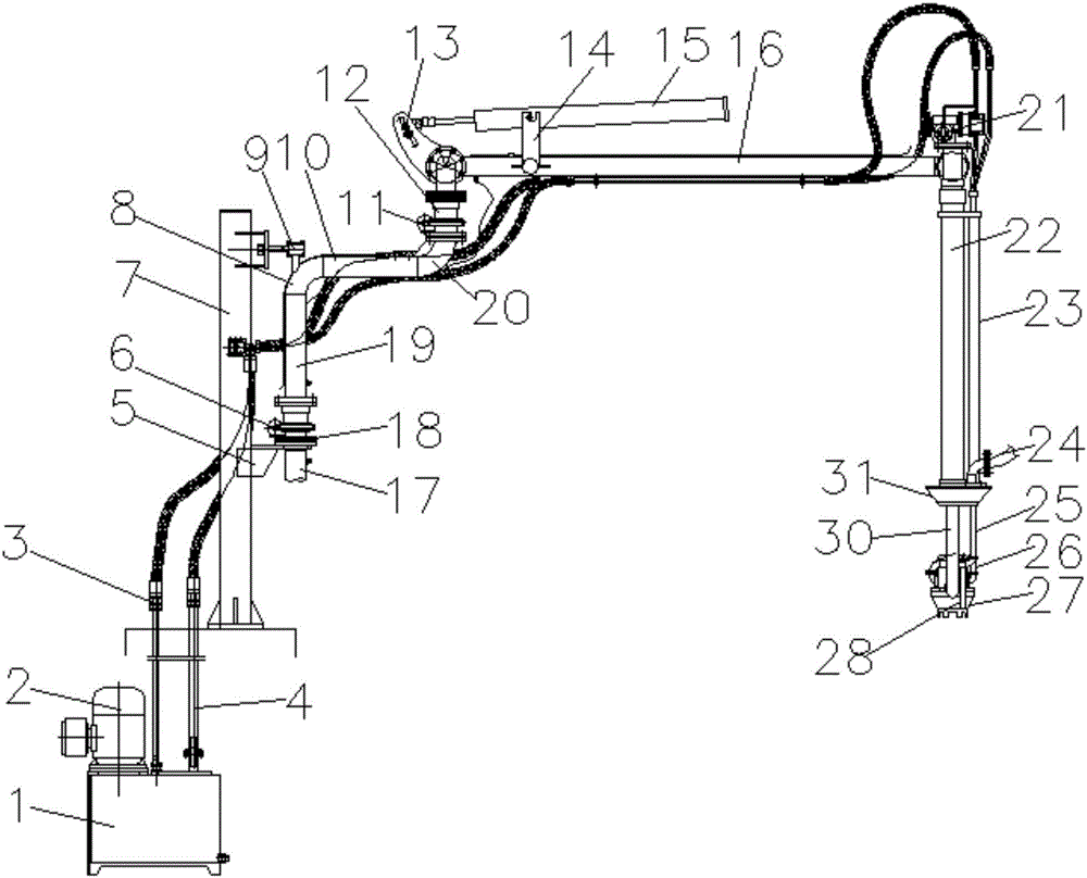 An unloading crane pipe with a submersible pump