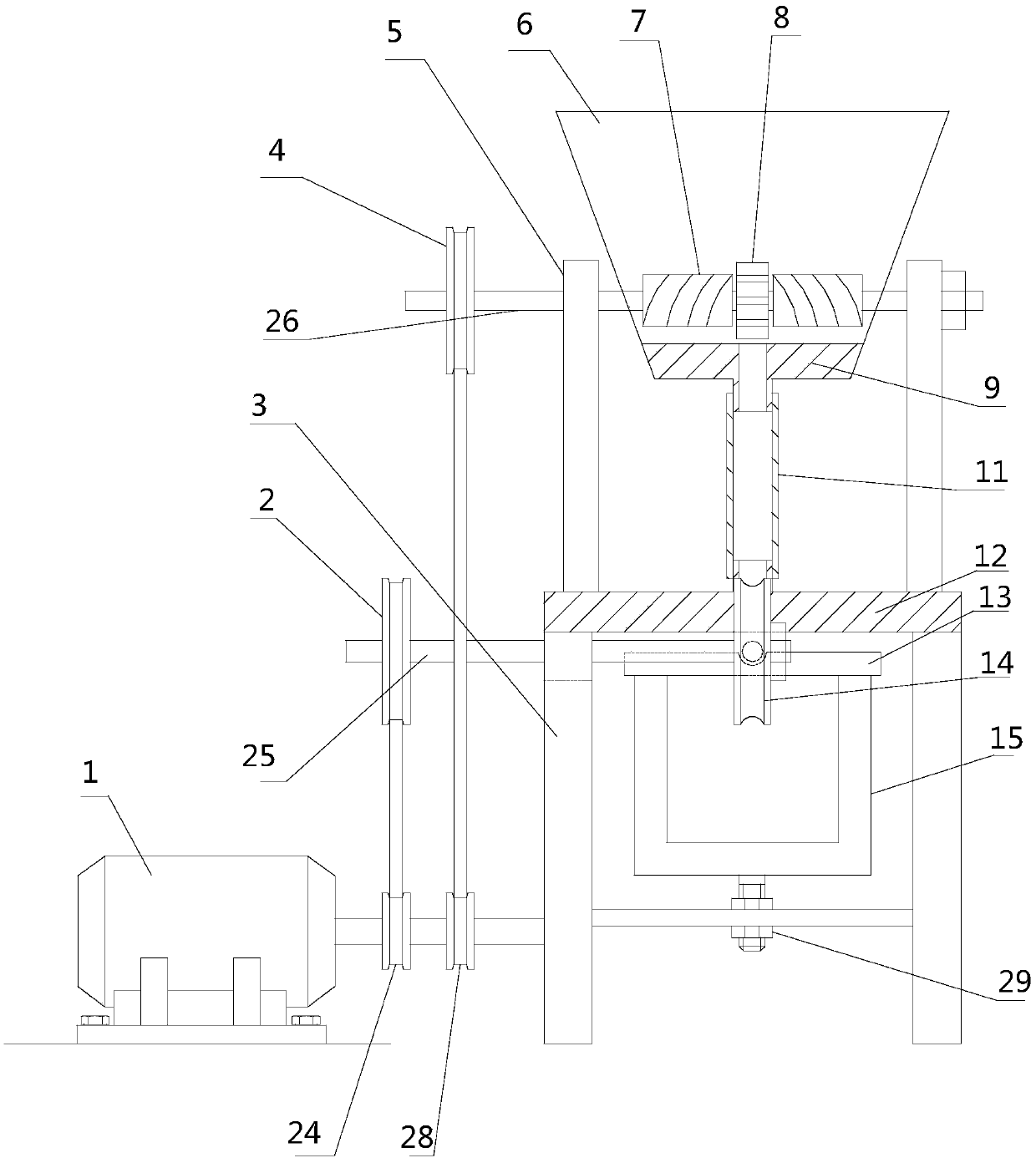 A squeeze wheel type gorgon shell cracking device