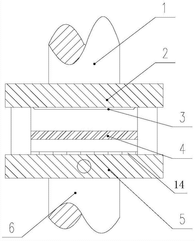 Ultrasonic-based medium-high carbon steel fine blanking forming device