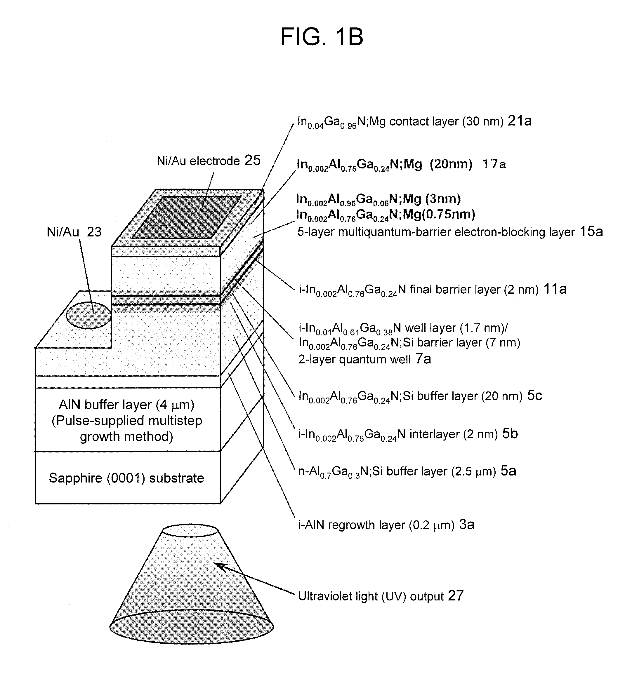 Light-emitting element having nitride semiconductor multiquantum barrier, and process for production thereof