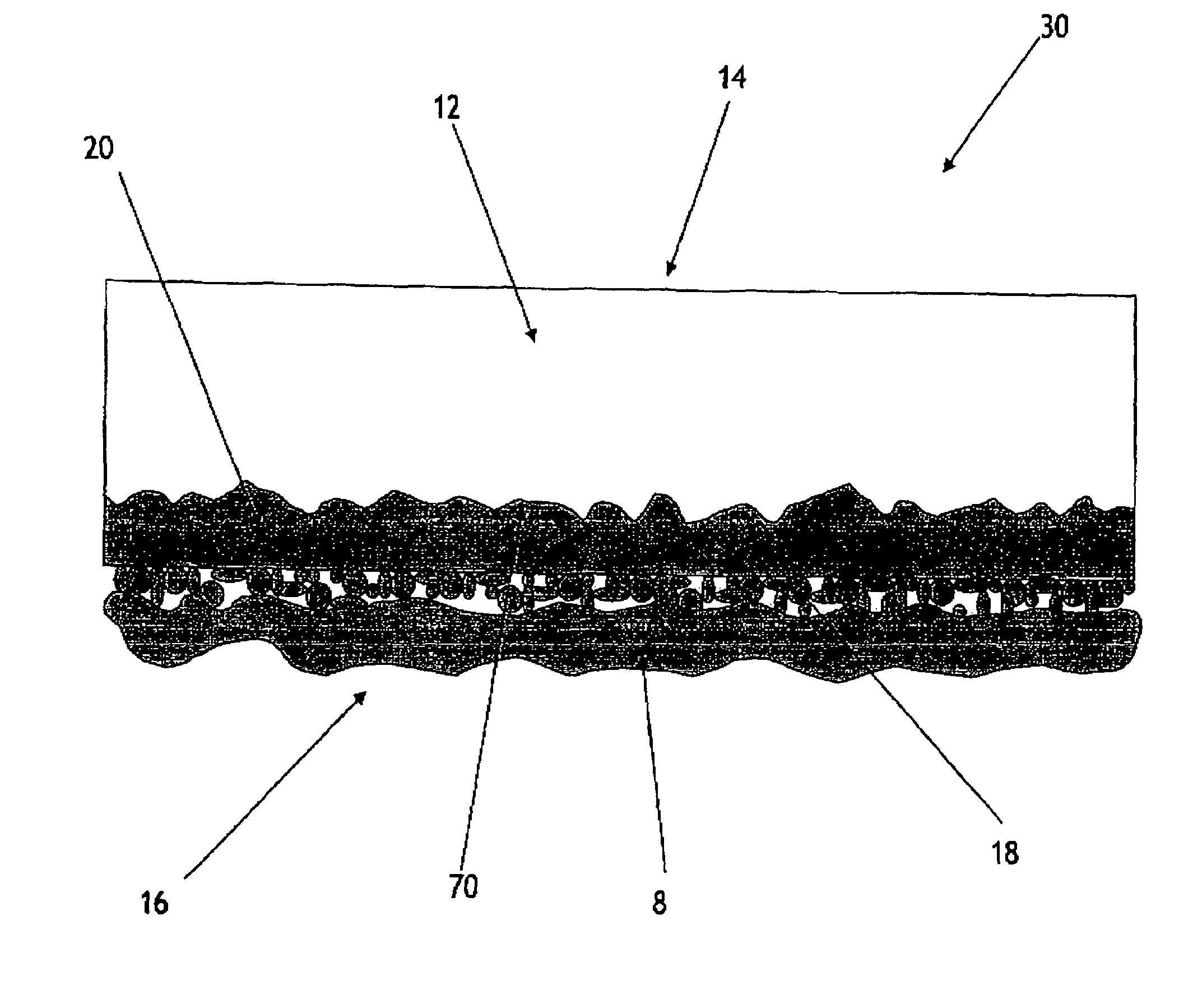 Unitary absorbent core with binding agents