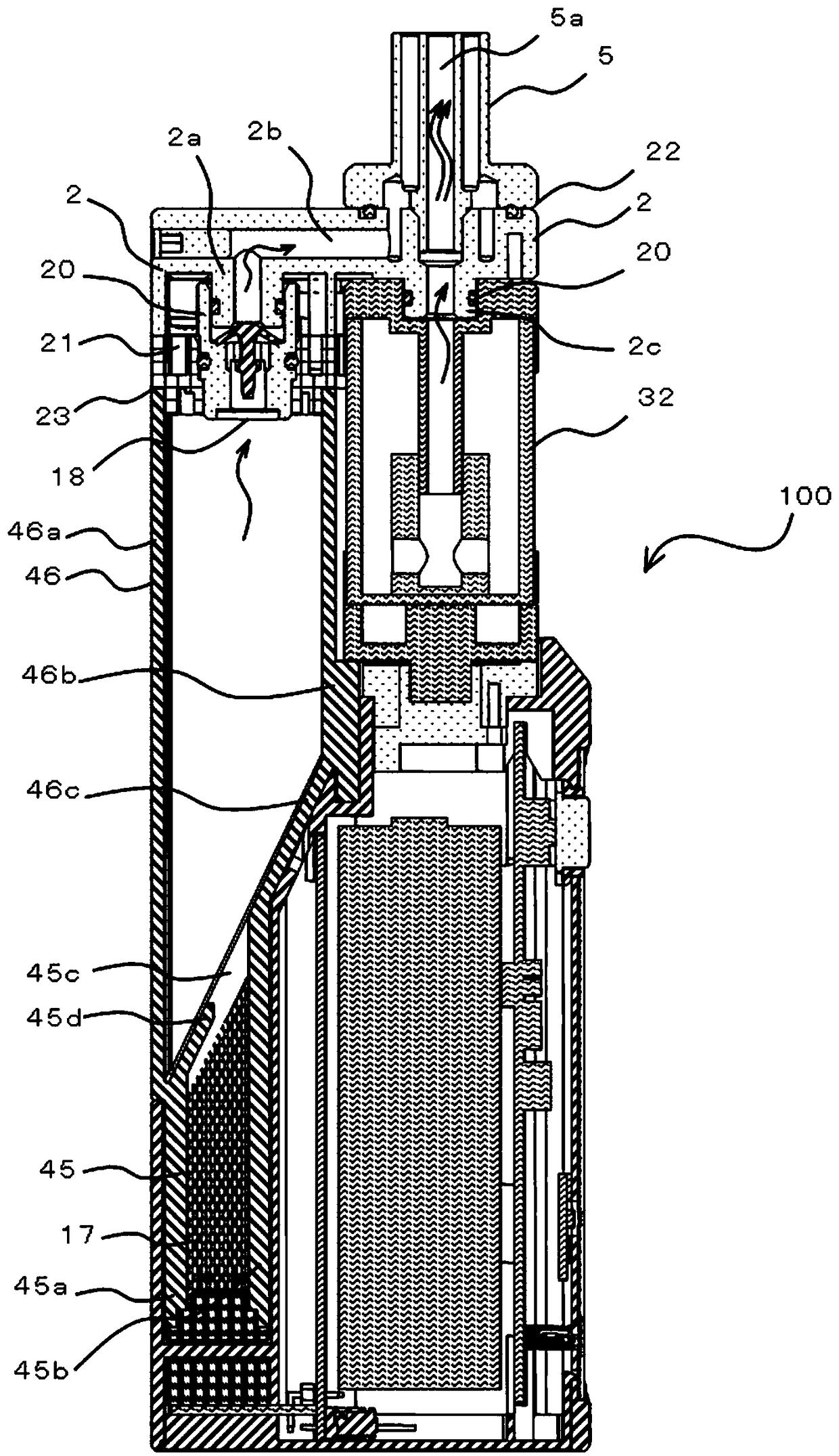 Electrolysis-type hydrogen gas suction tool