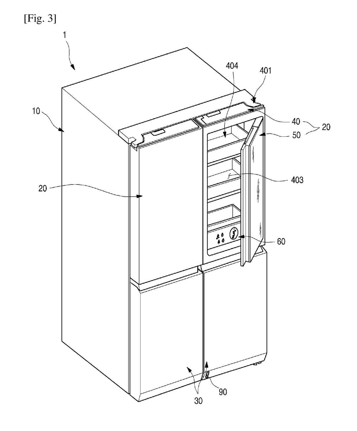 Refrigerator and control method for refrigerator and method for opening a refrigerator