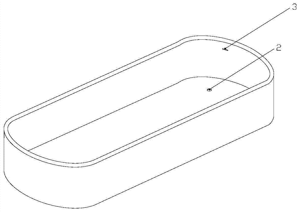 A built-in overflow pipe in a water storage container, a bathtub with the overflow pipe, and a manufacturing method thereof