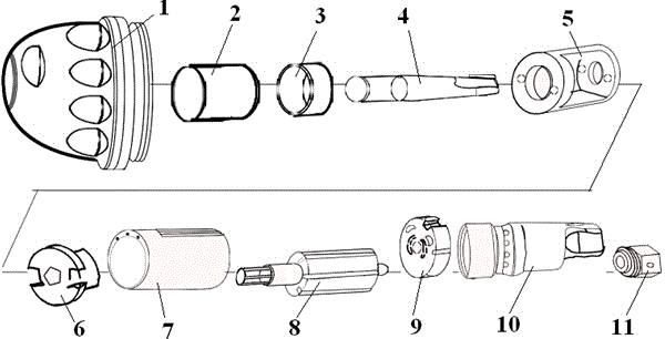 Electrically all-insulated pneumatic motor based on high-strength composite engineering plastic