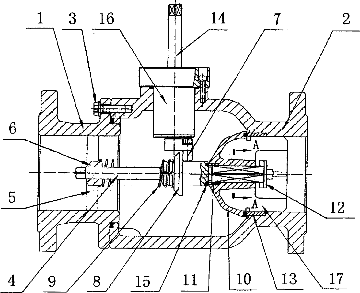 Pilot operated axial flow valve