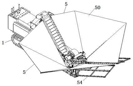 Harvesting machine with collecting umbrella