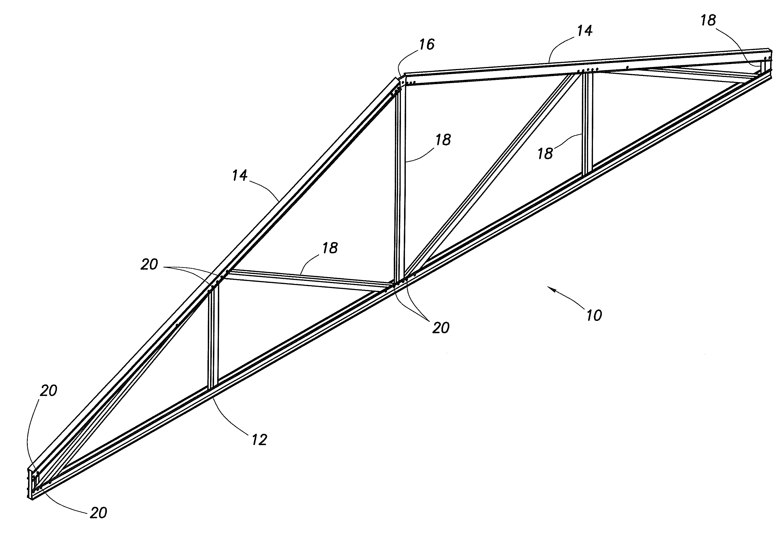 Metal roof truss having generally s-shaped web members