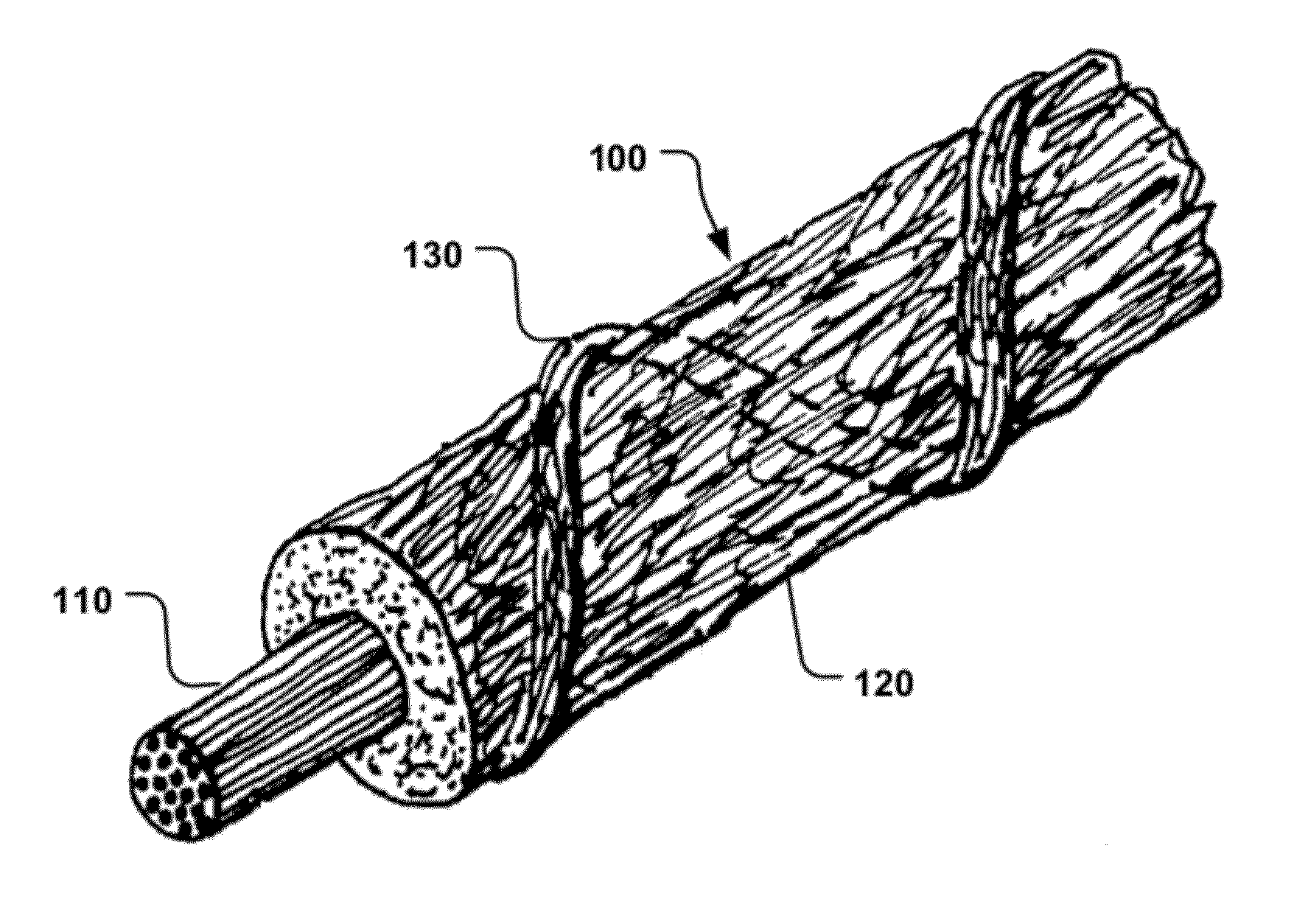 Coated fire barriers made from corespun yarns - coated fibers comprising the sheath of the corespun yarns