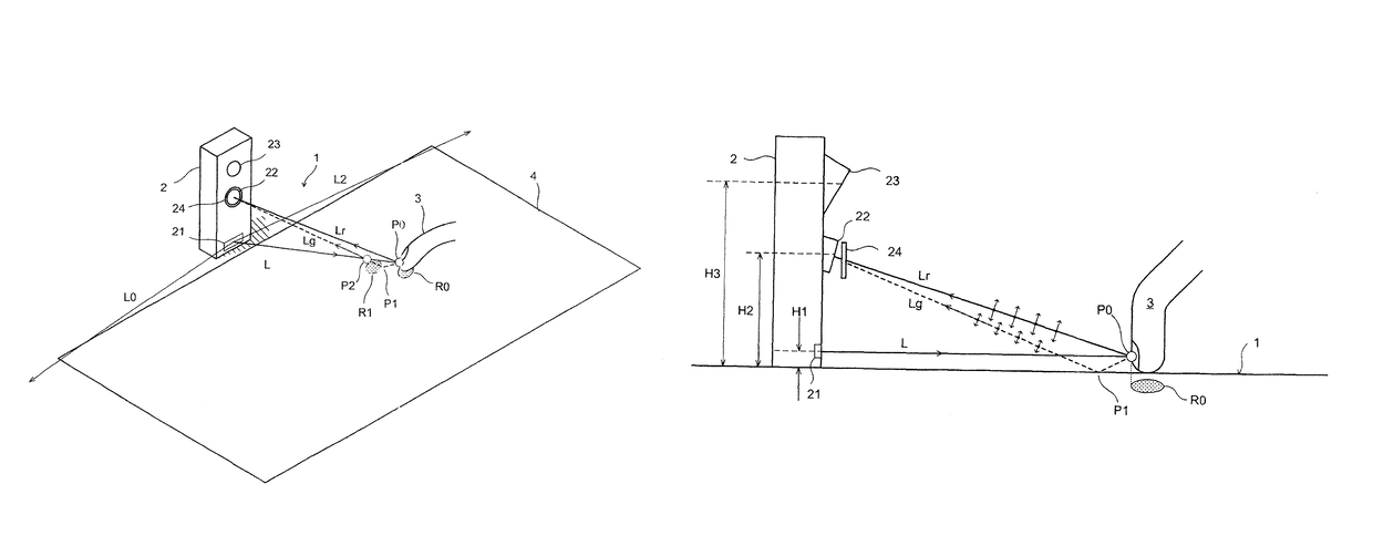 Position detecting device and projector