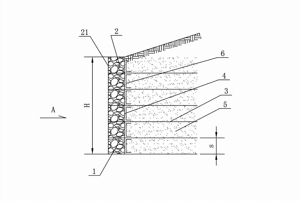 Columnar reinforced gabion retaining wall and construction method thereof