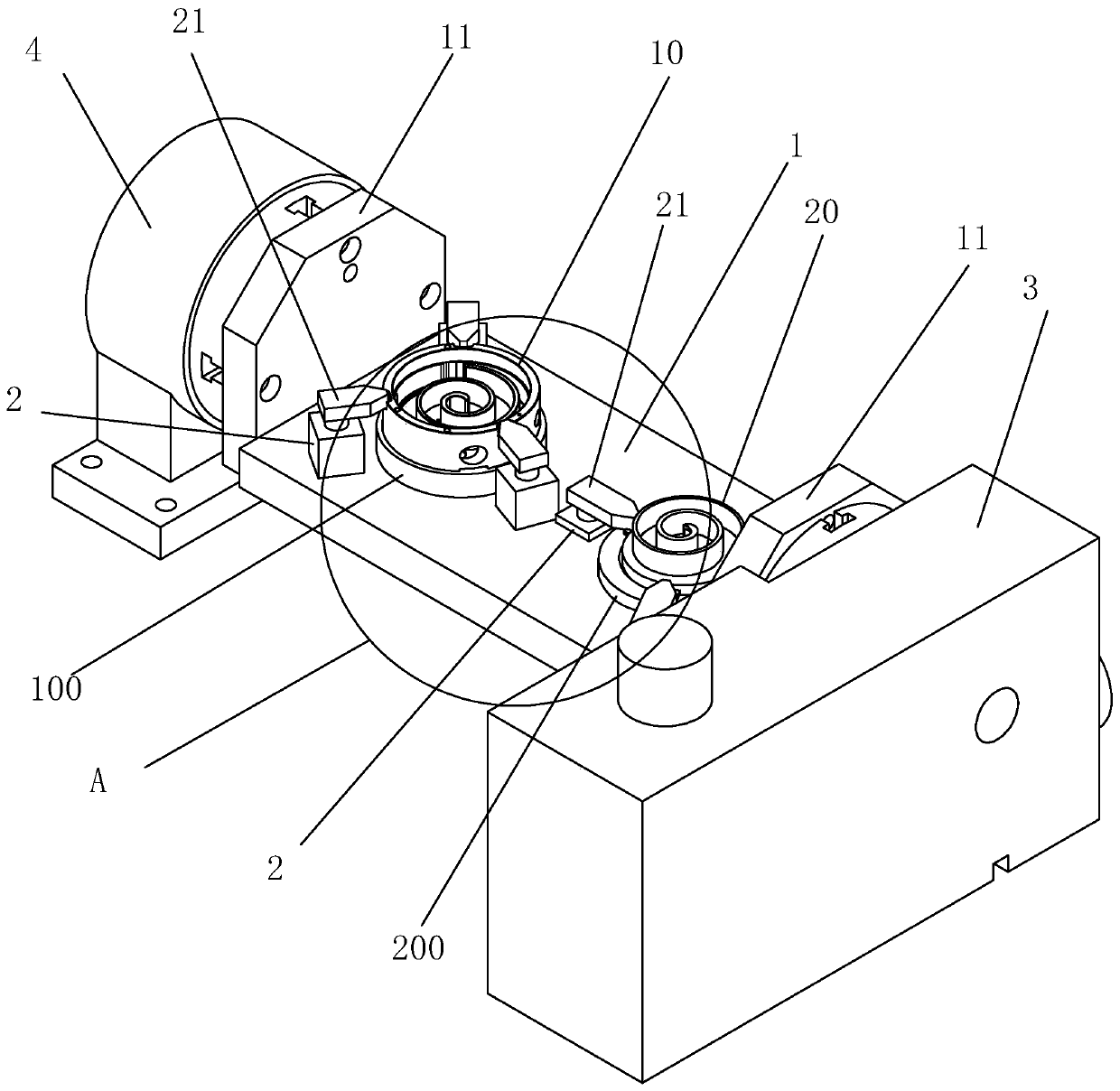 Synchronous machining locating clamp and machining method of moving scroll plate and static scroll plate