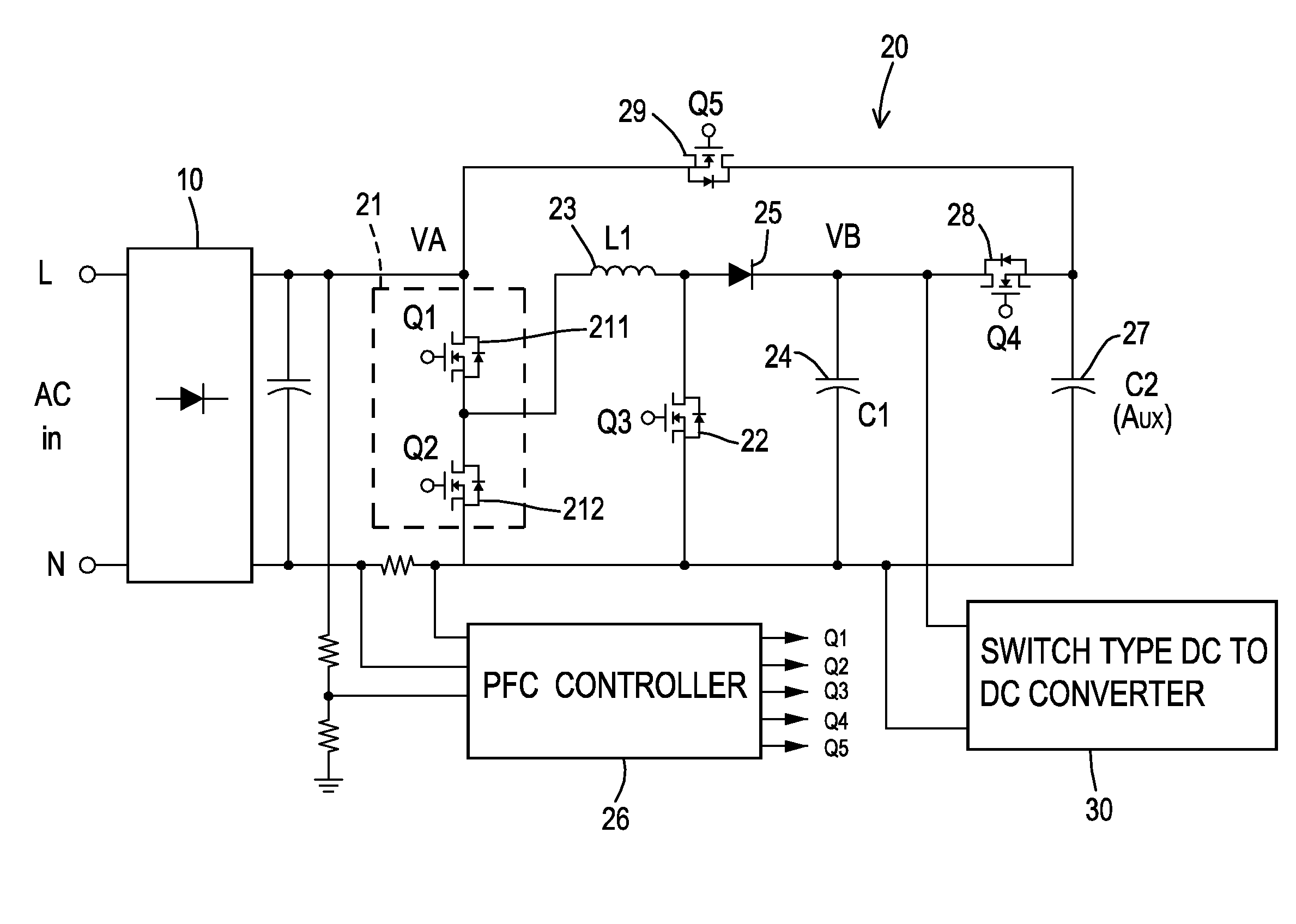 AC to DC power converter using an energy-storage capacitor for providing hold-up time function