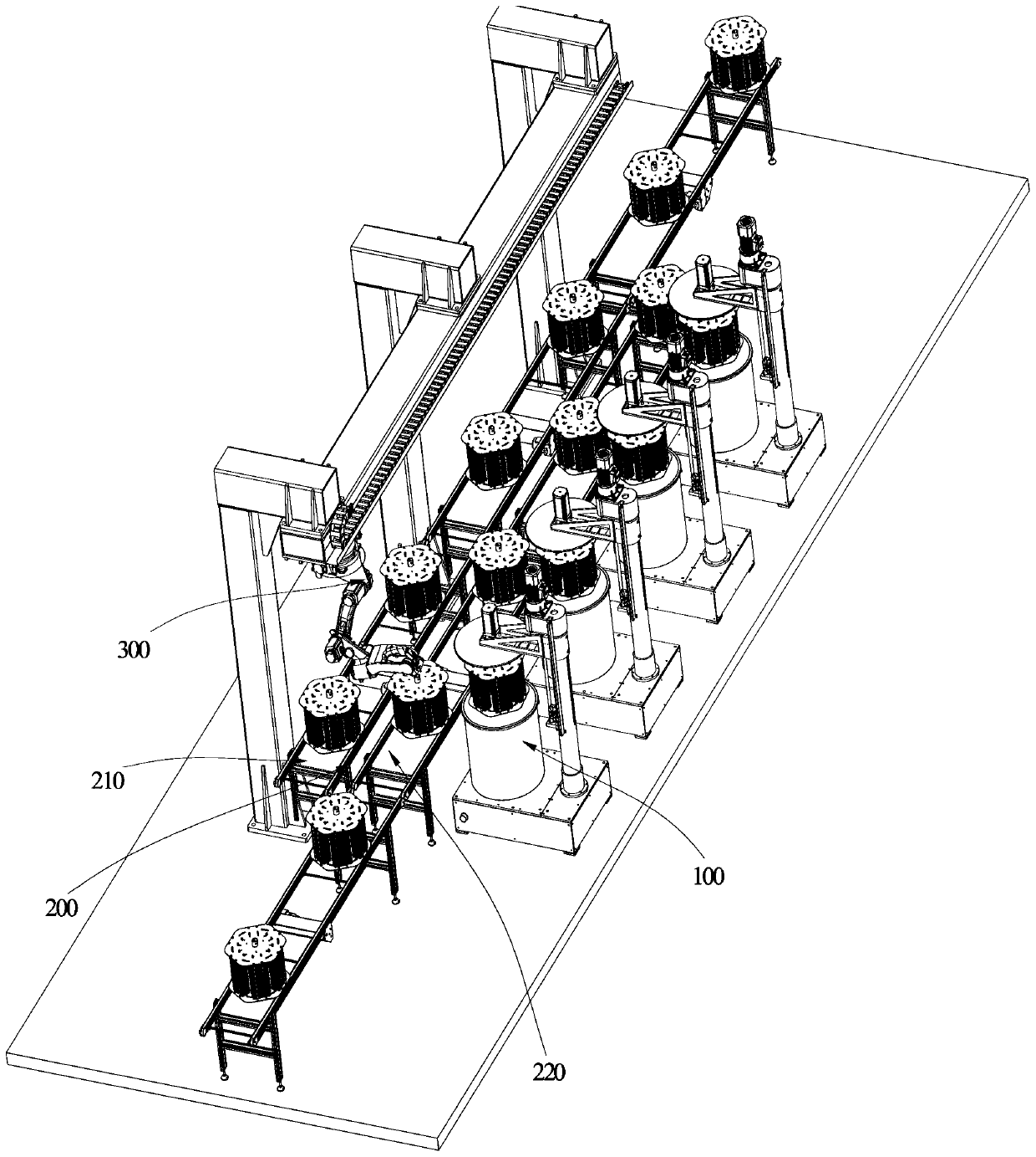 Automatic feeding and discharging fluid polisher automatic line