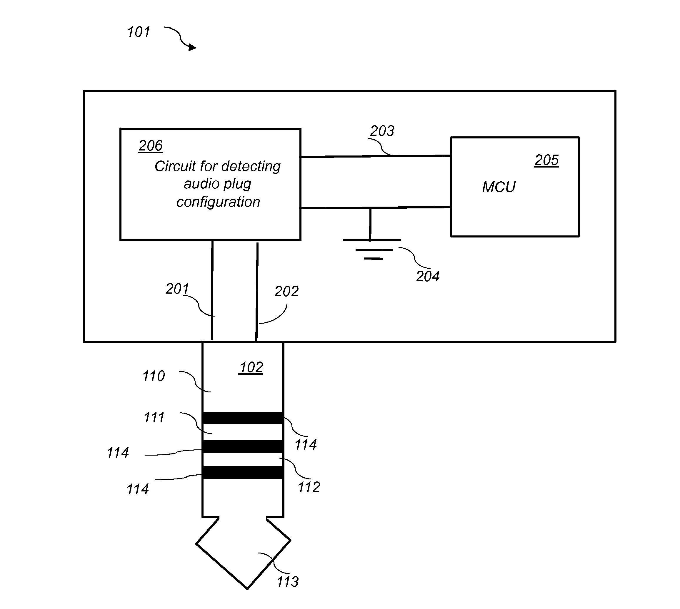 System and method for detecting the ground and microphone input contacts in an audio plug