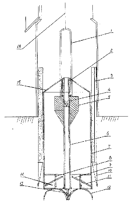 Well drilling machine with shocking, grabbing, spading, planing and drilling heads