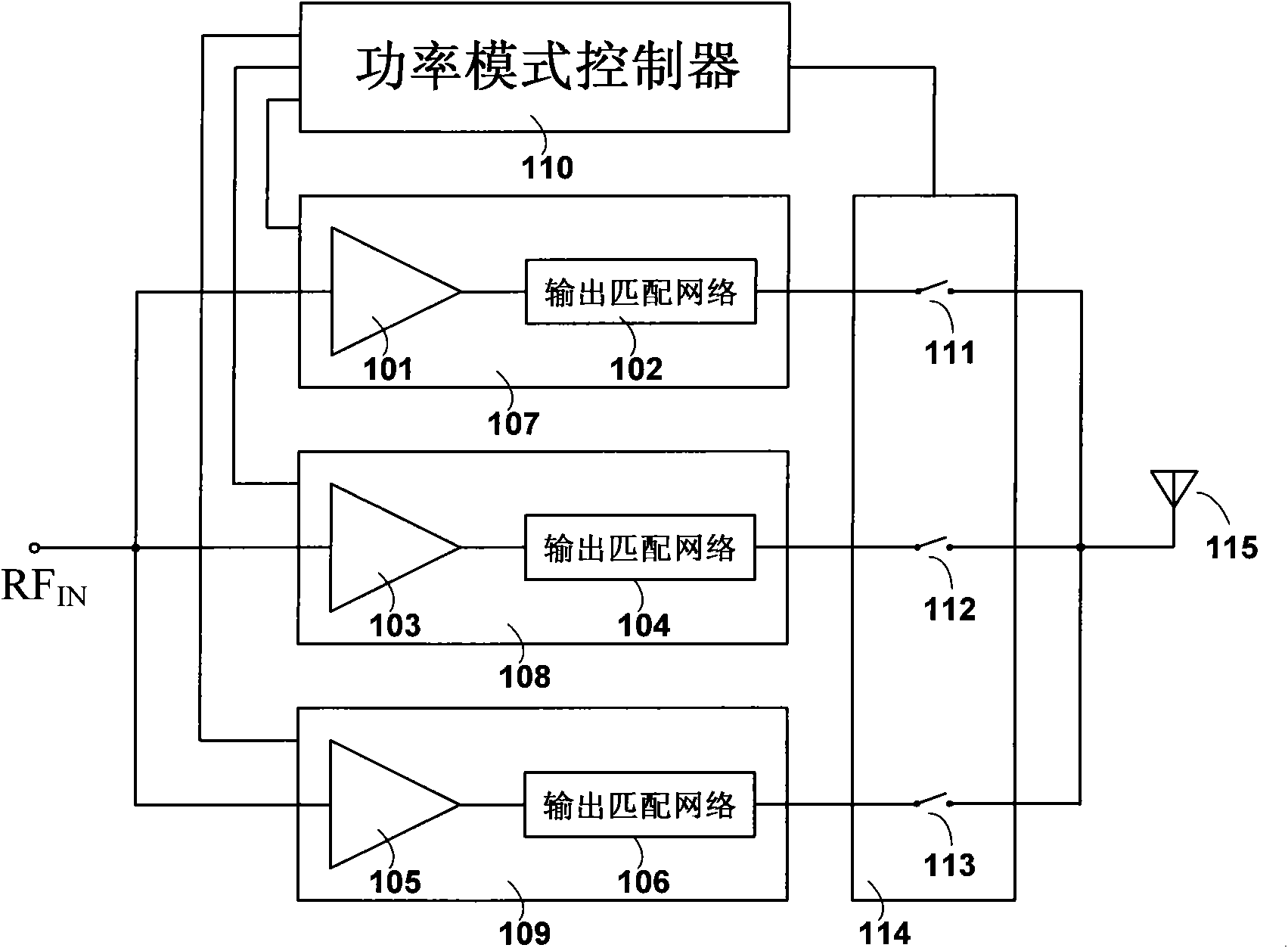 Configurable radio-frequency power amplifier and radio-frequency transmitting front-end module with same