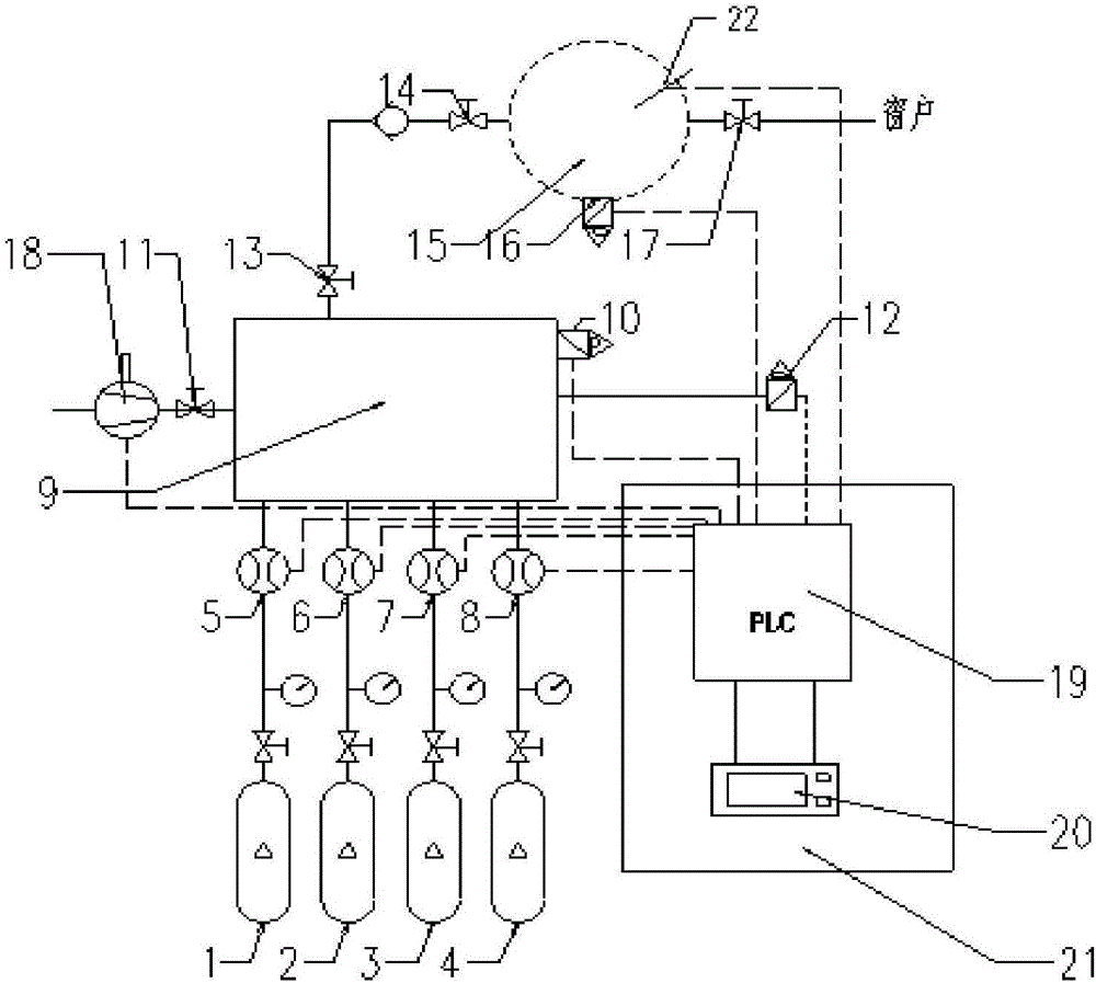 Constant volume bomb combustion gas mixing system and control method