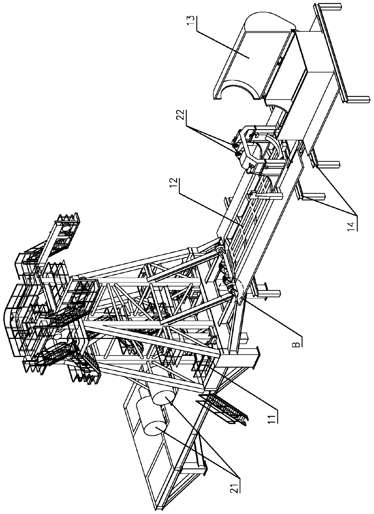 Sea launching rack for rocket and method of erecting rocket