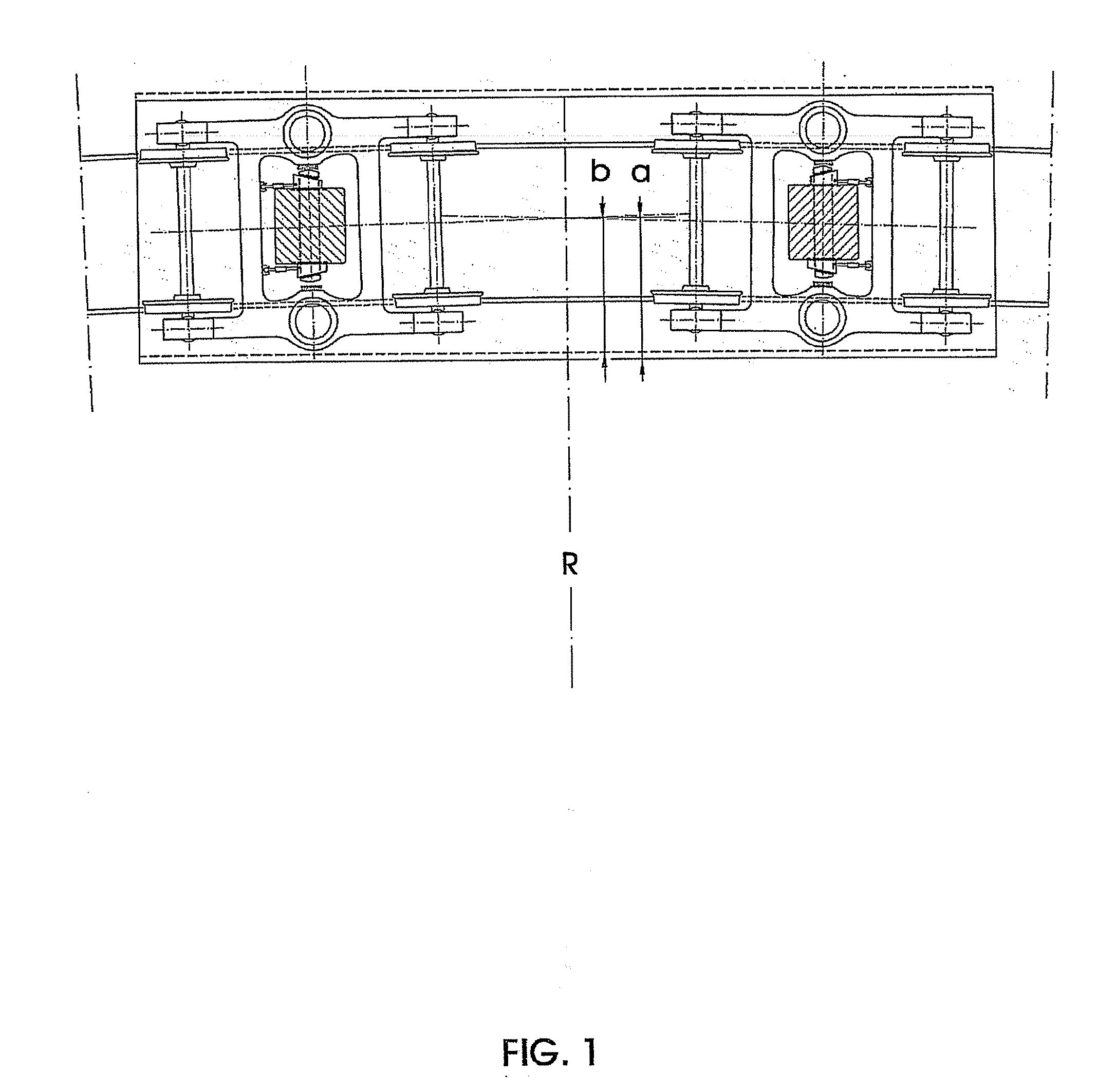 Devices to shift the stops of rail vehicle bodies with bogies on curves and rail vehicle body with bogies