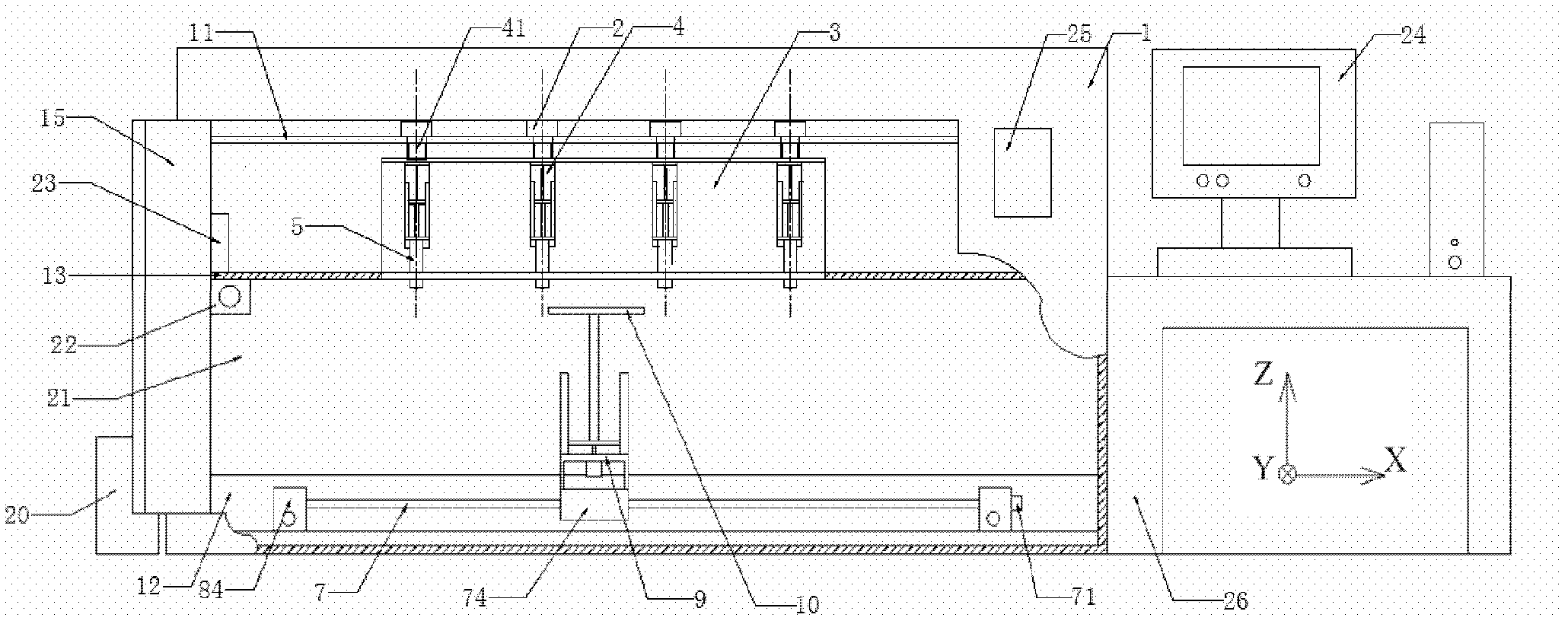 Fixed multi-nozzle complex organ precursor three-dimensional controlled forming system