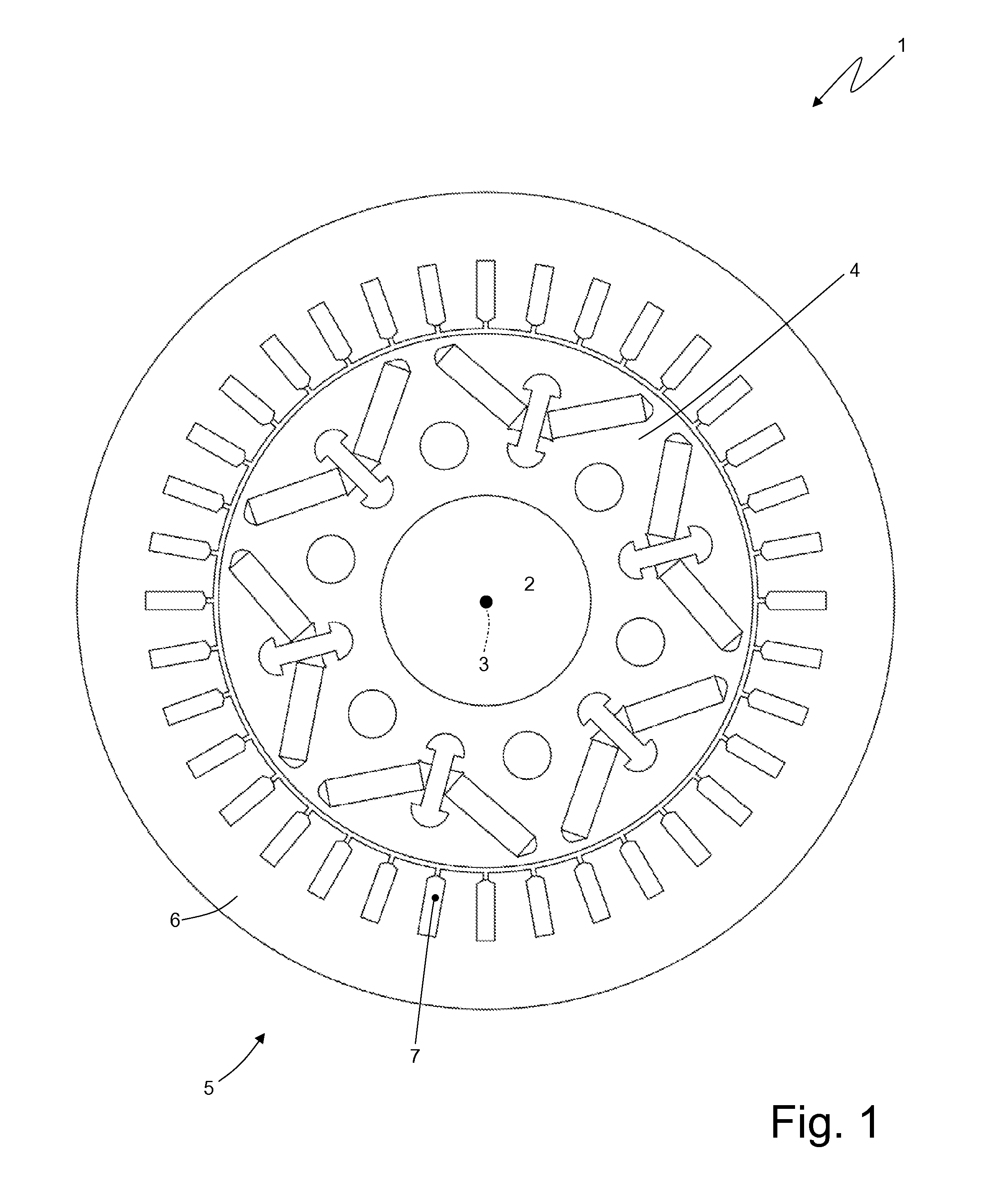 Electric machine having a stator winding with rigid bars, and related method of construction