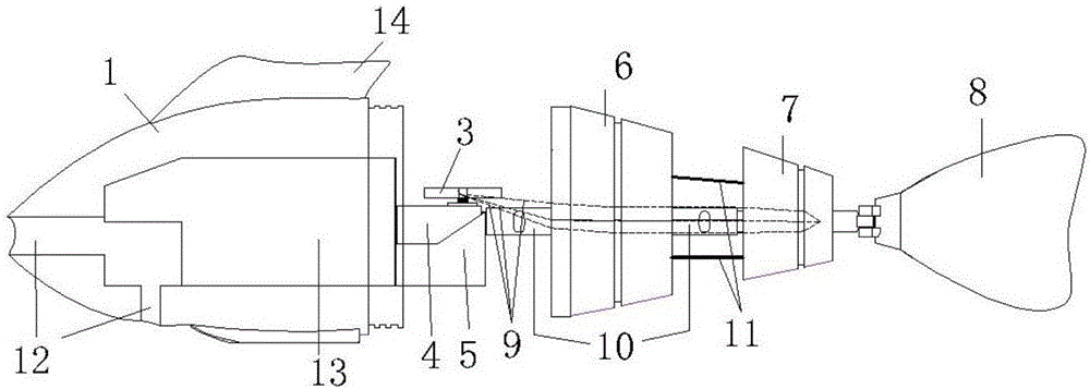 Skeleton-type multi-chord pulling underwater robot fish