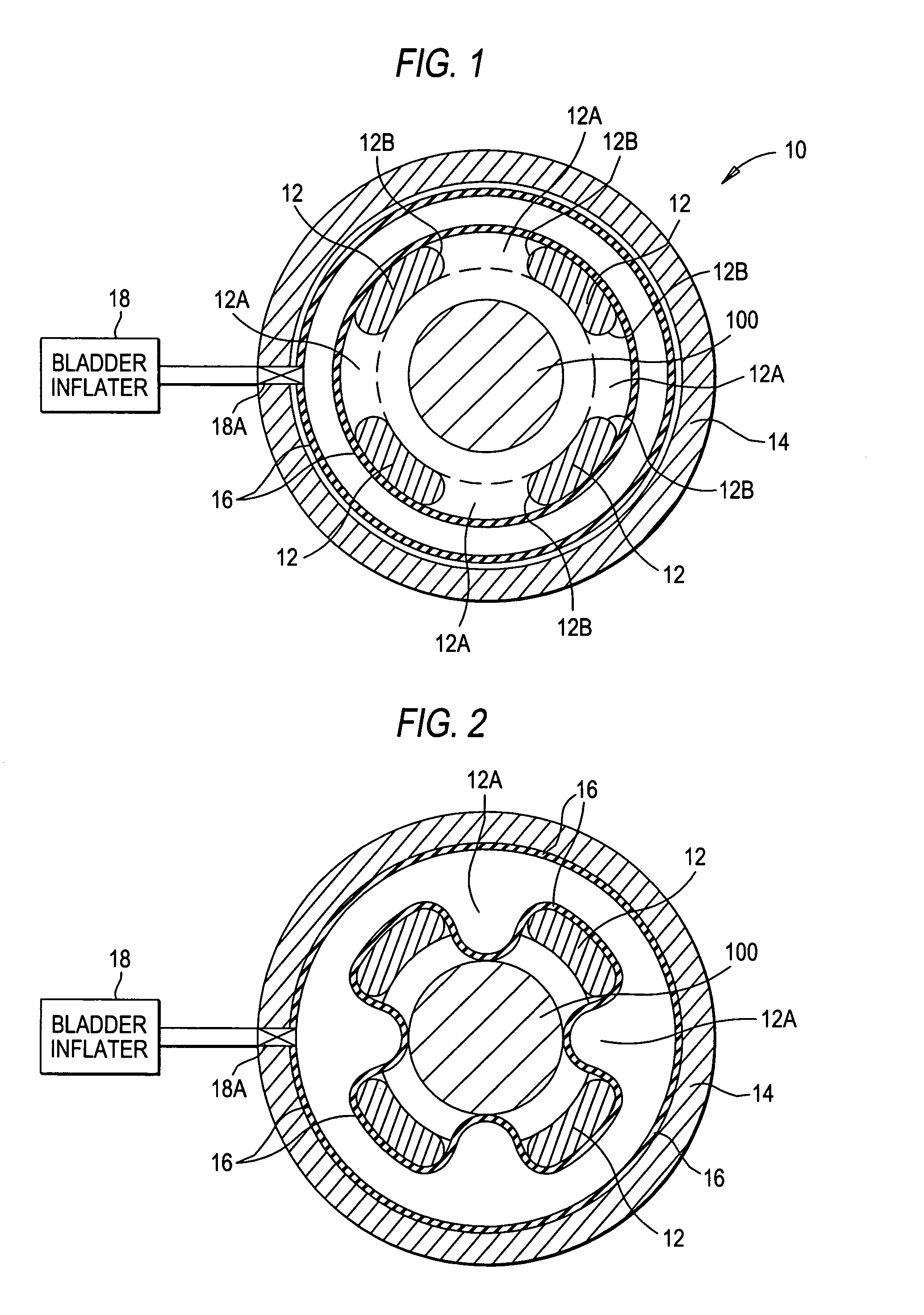 Launch tube system having inflatable bladder shock isolation