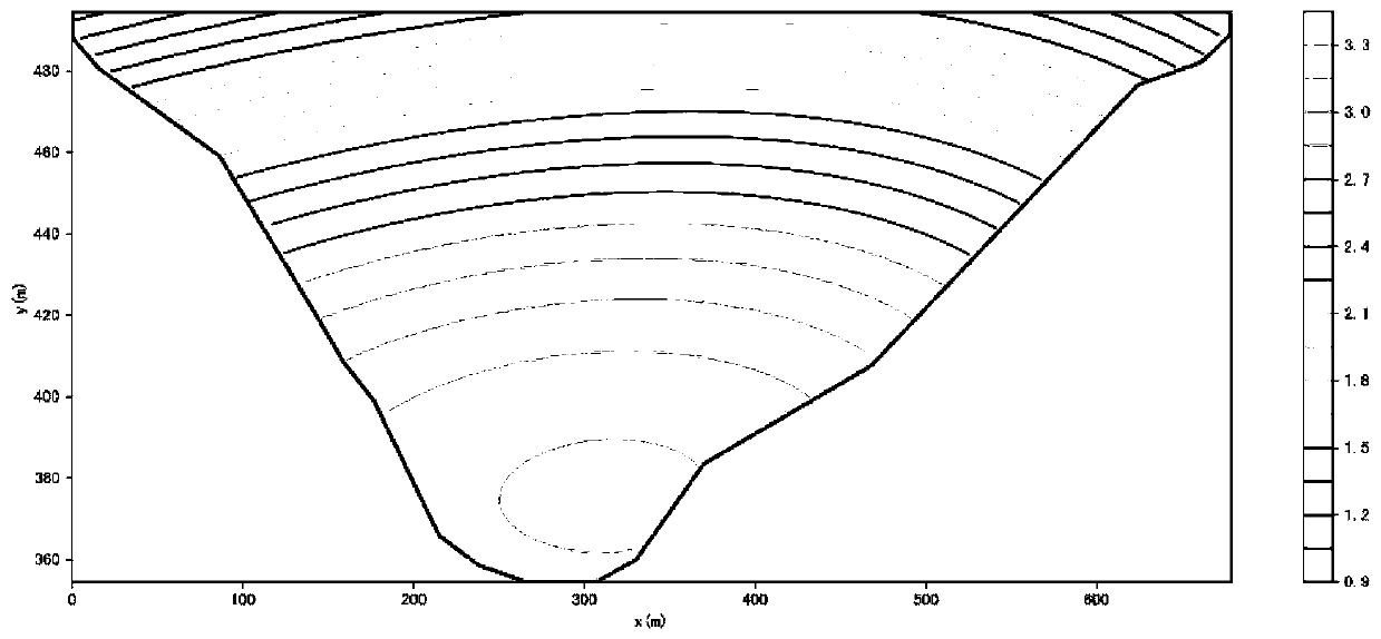 Method for drawing dam contour line based on cubic interpolation method