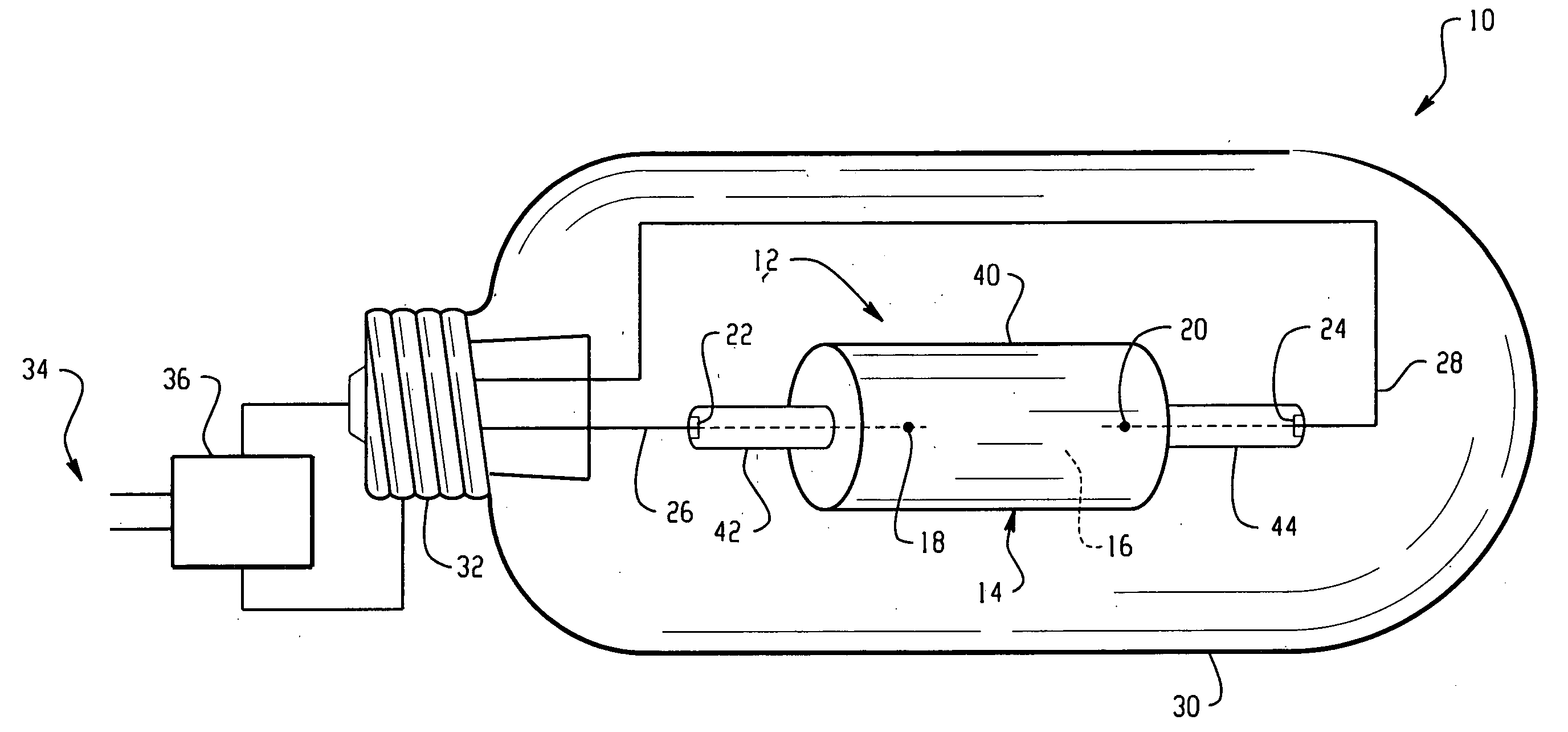 Ceramic metal halide lamp with optimal shape