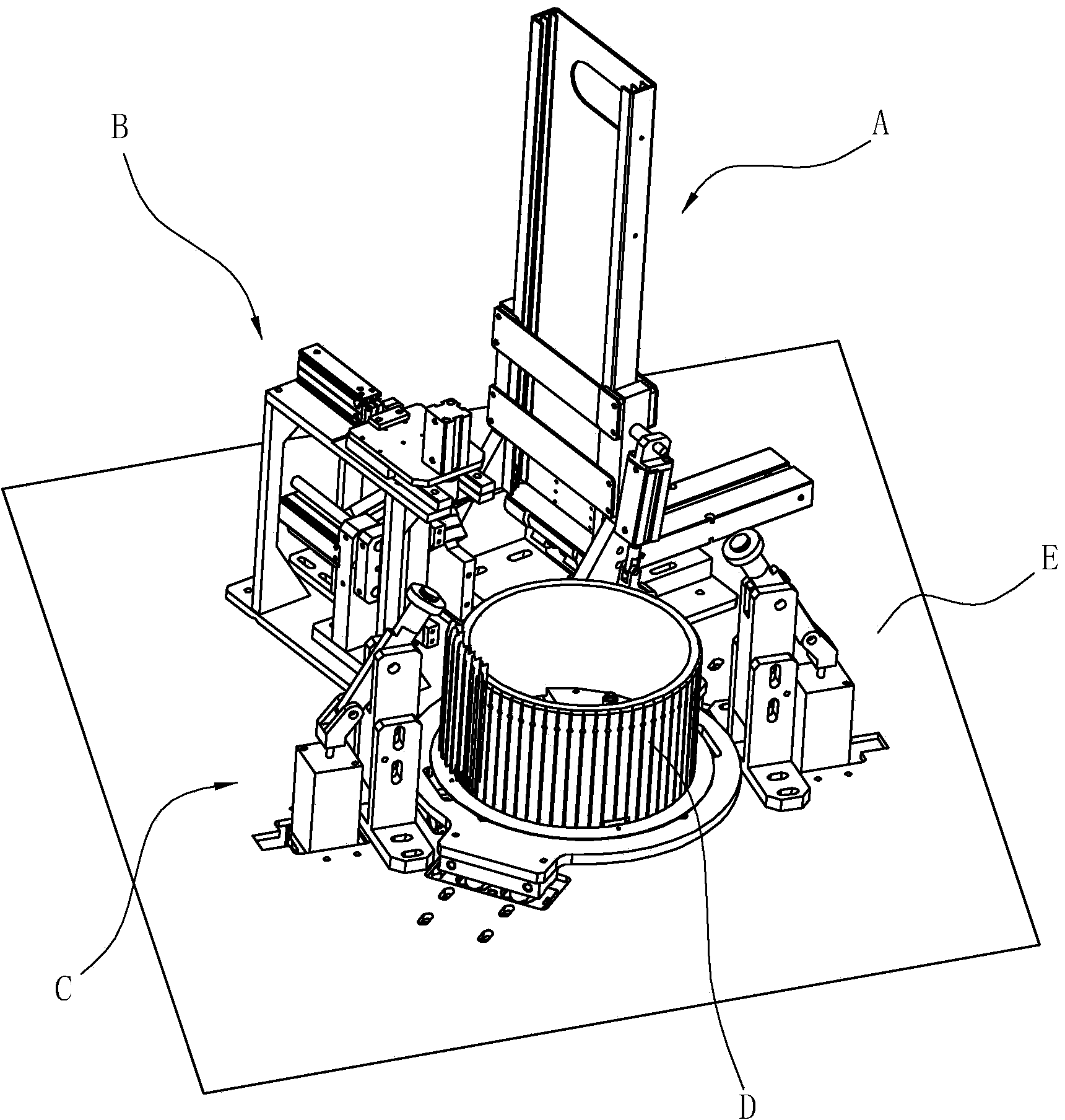 Positioning device of insertion piece type impeller forming machine