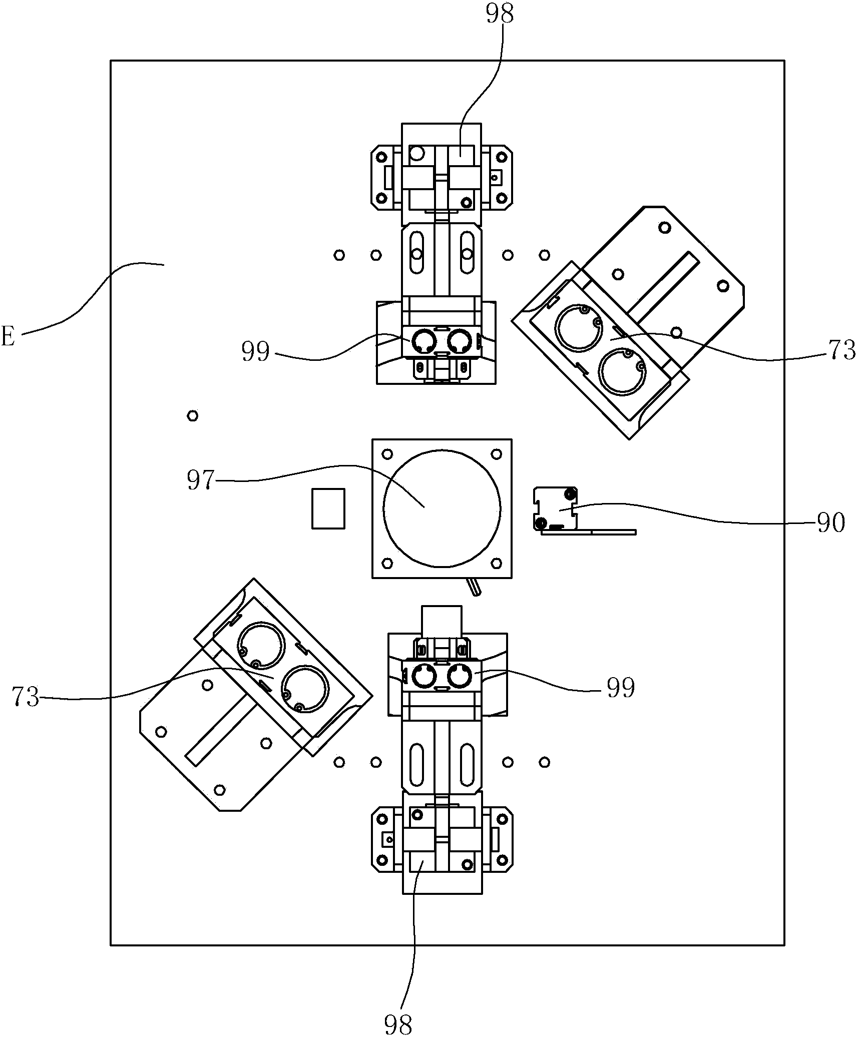 Positioning device of insertion piece type impeller forming machine