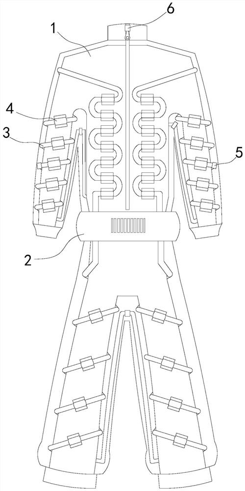 A water-cooled air-conditioning suit for fire-fighting rescue and anti-blocking and stagnant water