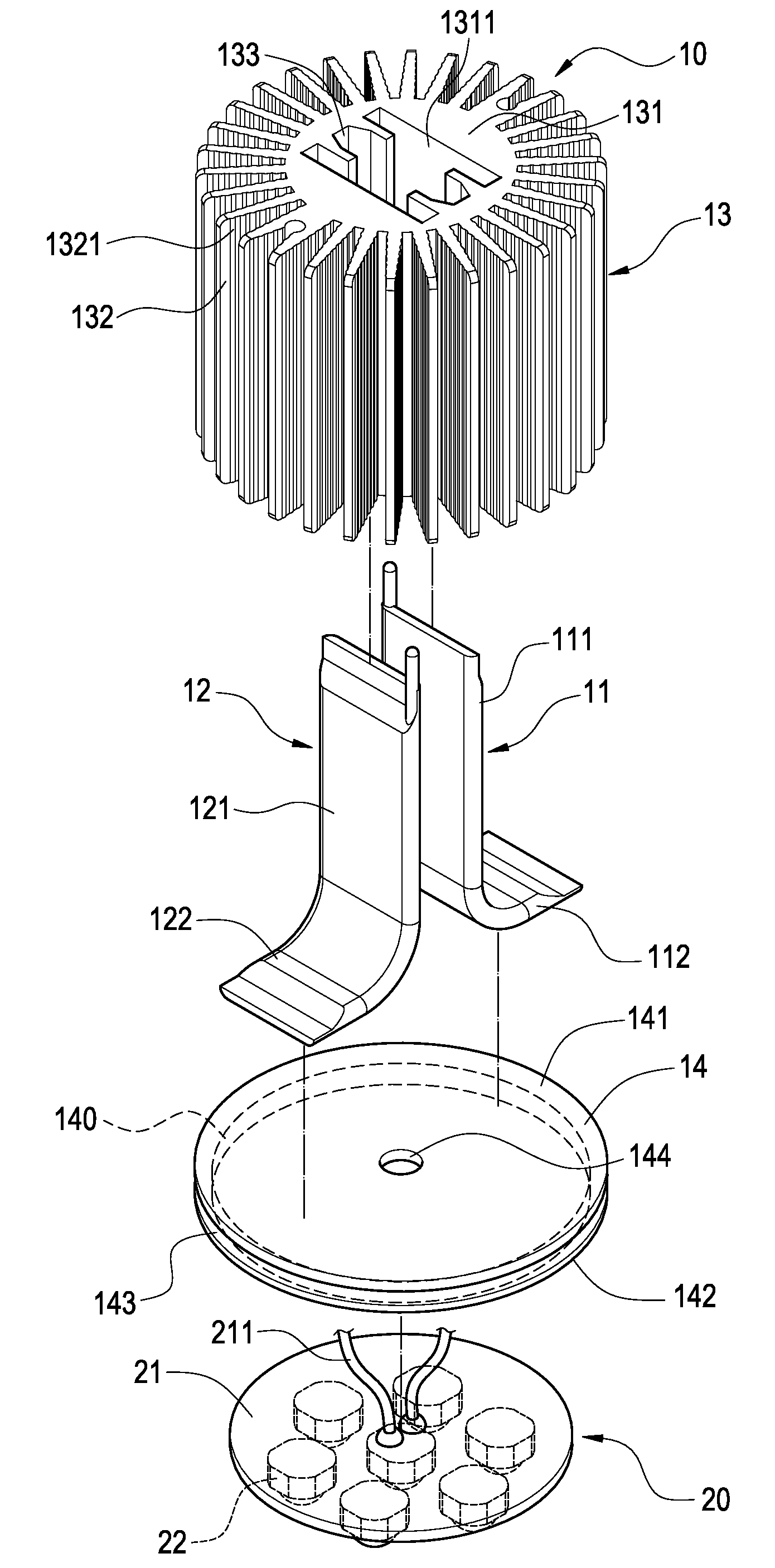 LED lamp heat dissipating module