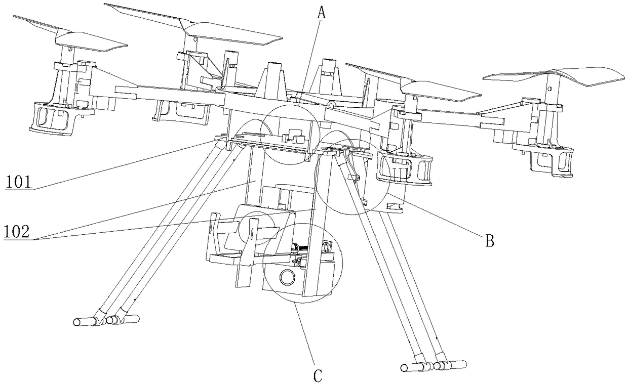 Unmanned aerial vehicle carrying fire extinguishing bullet launching device