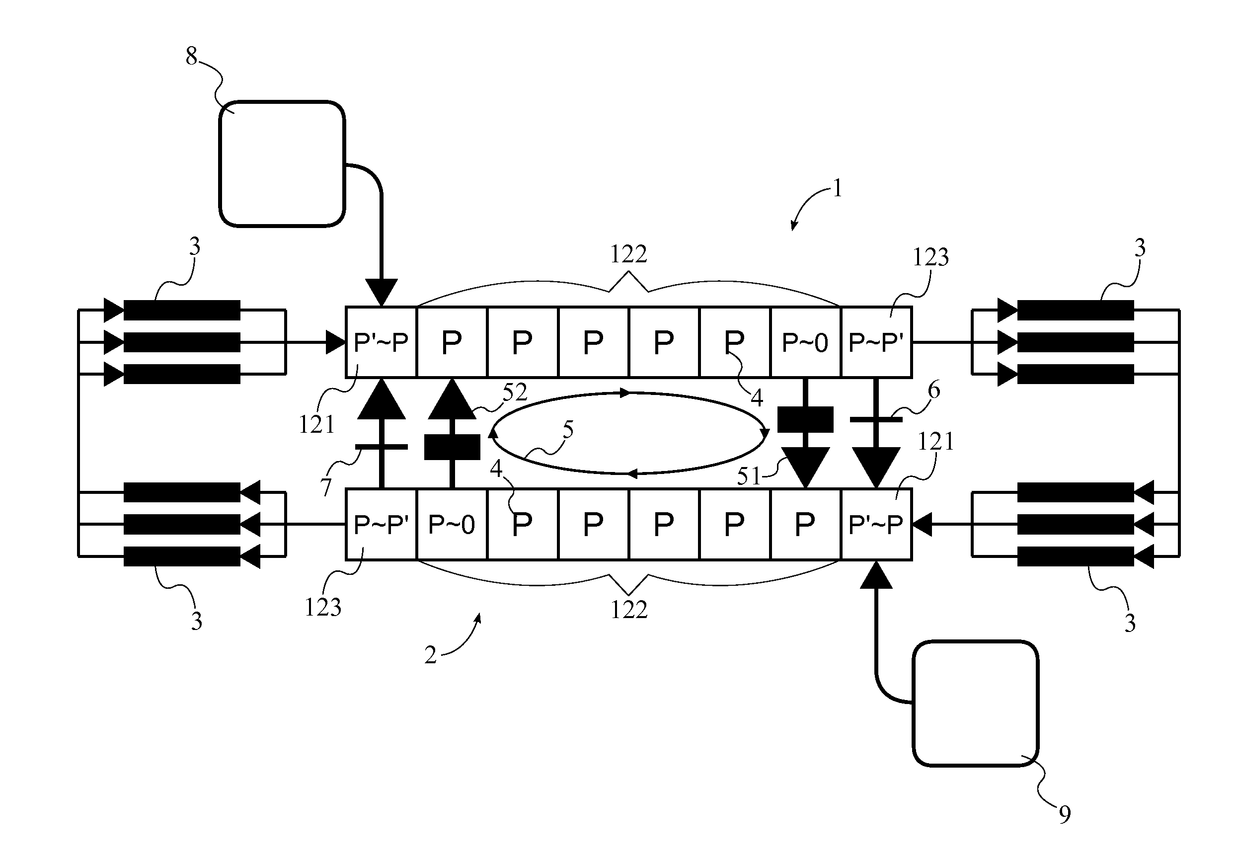 Circulated pneumatic tube transit system