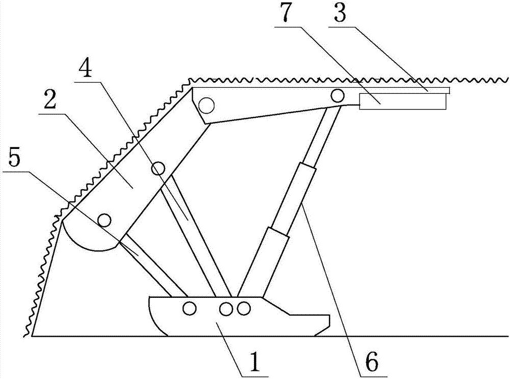 Shield support without front beam of shield support and withdrawing method