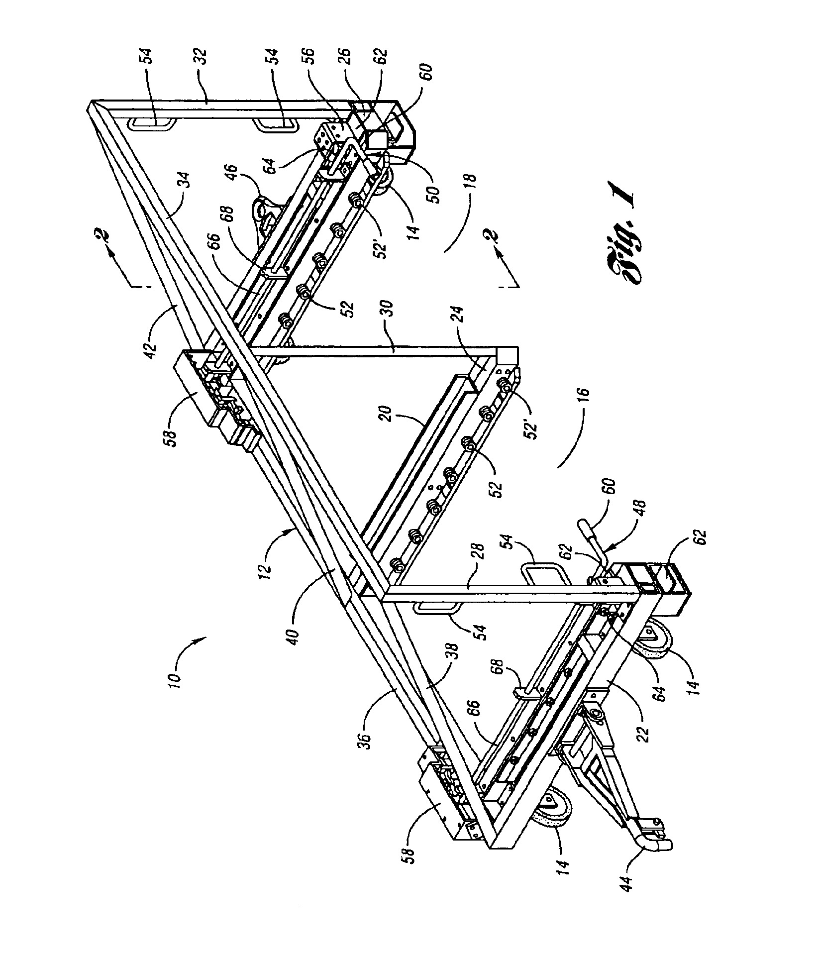 E-frame and dolly system for stocking production lines