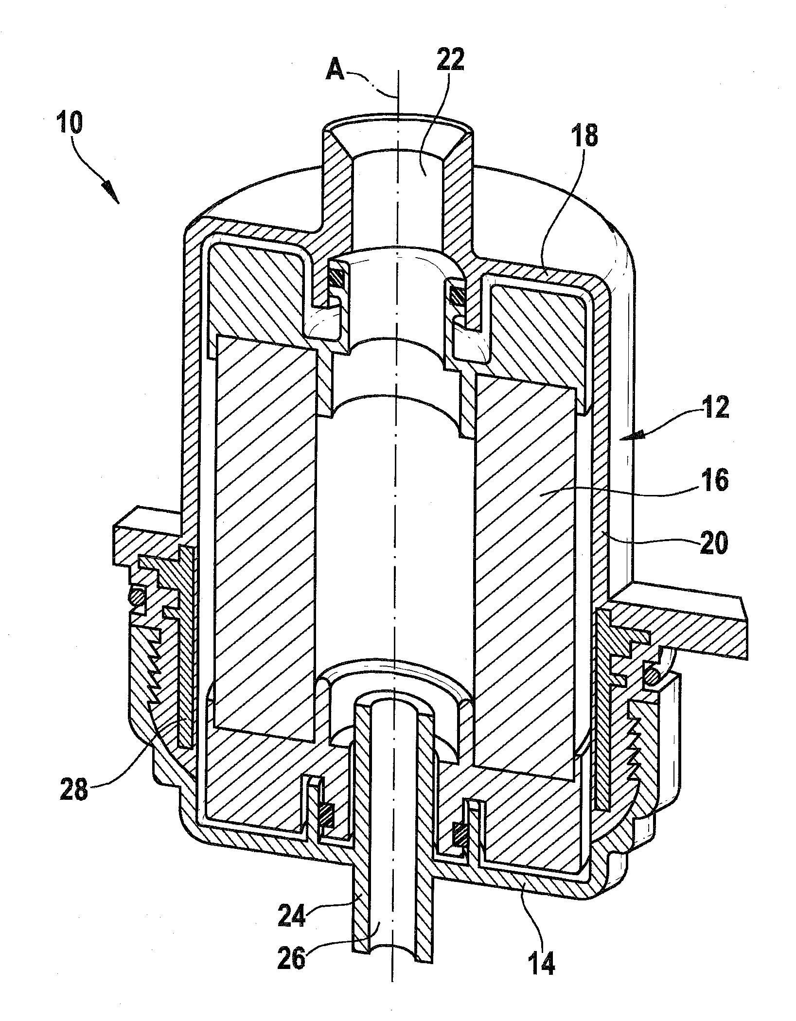 Filter device with a heater