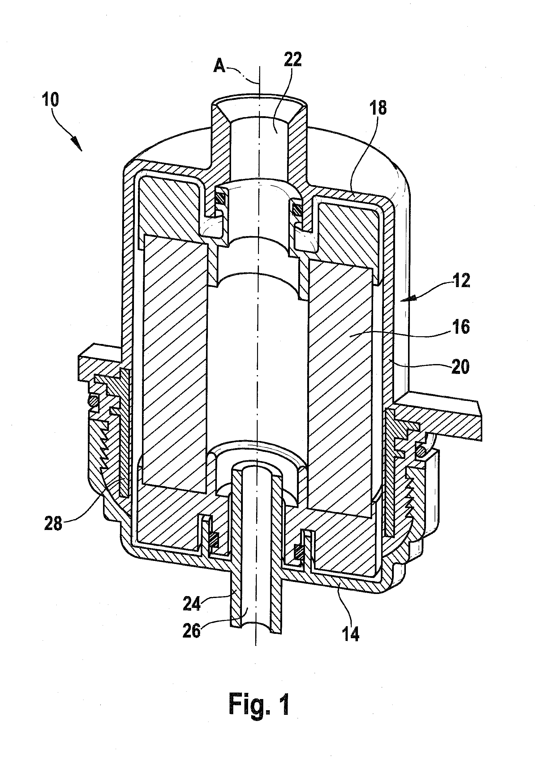 Filter device with a heater