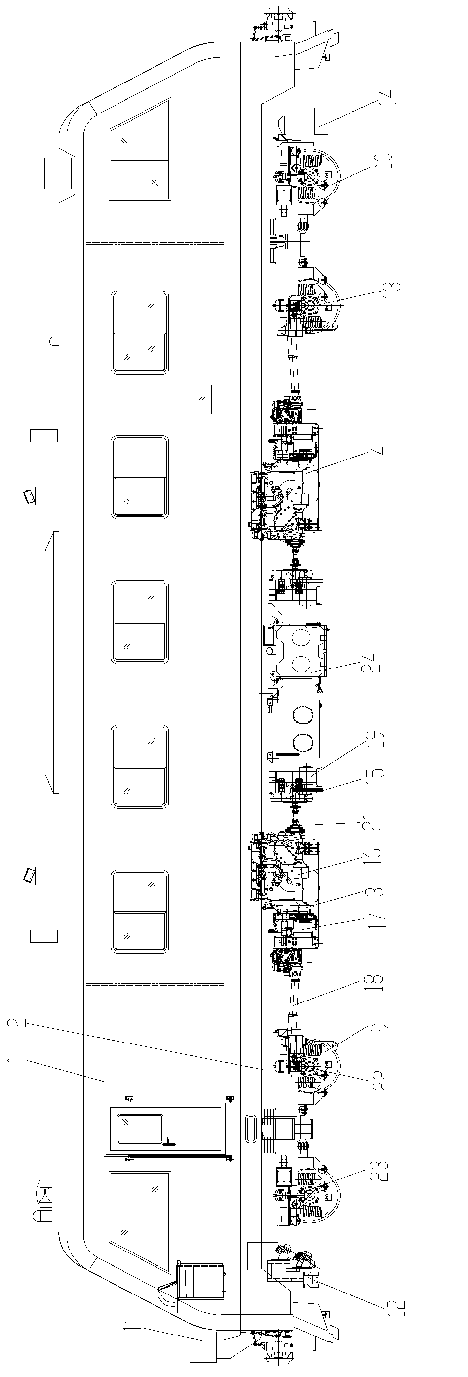 Double-power railway track comprehensive inspection vehicle