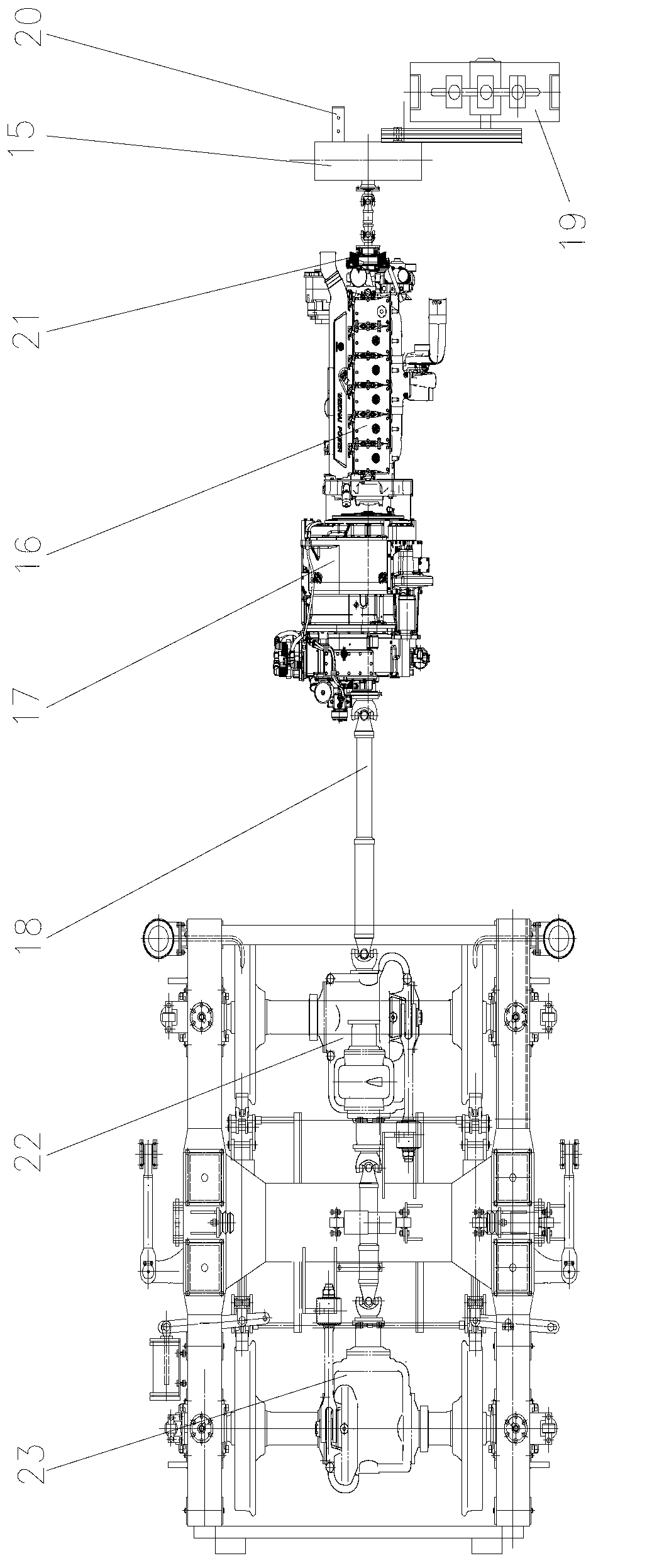 Double-power railway track comprehensive inspection vehicle