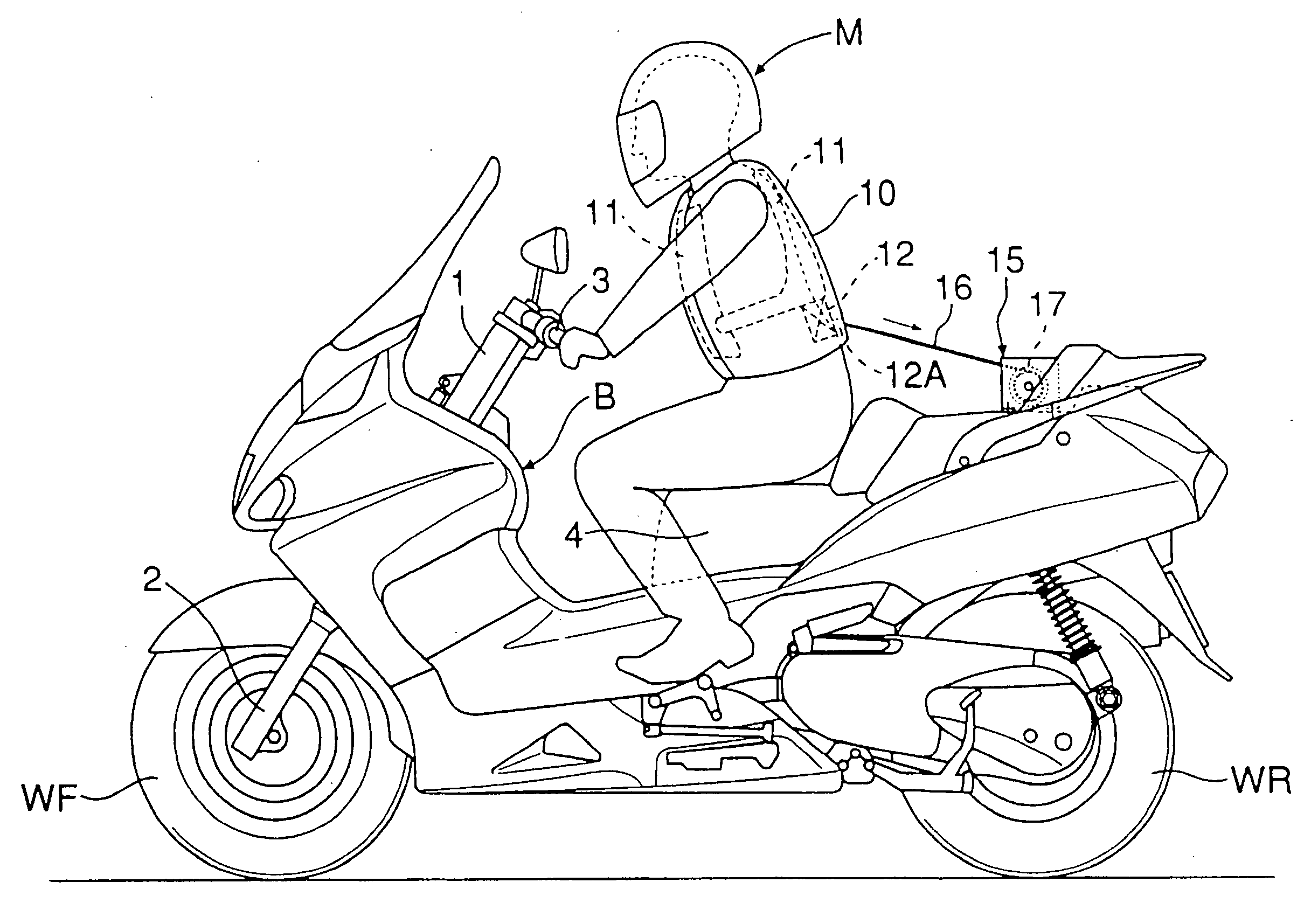 Rider separation detecting device