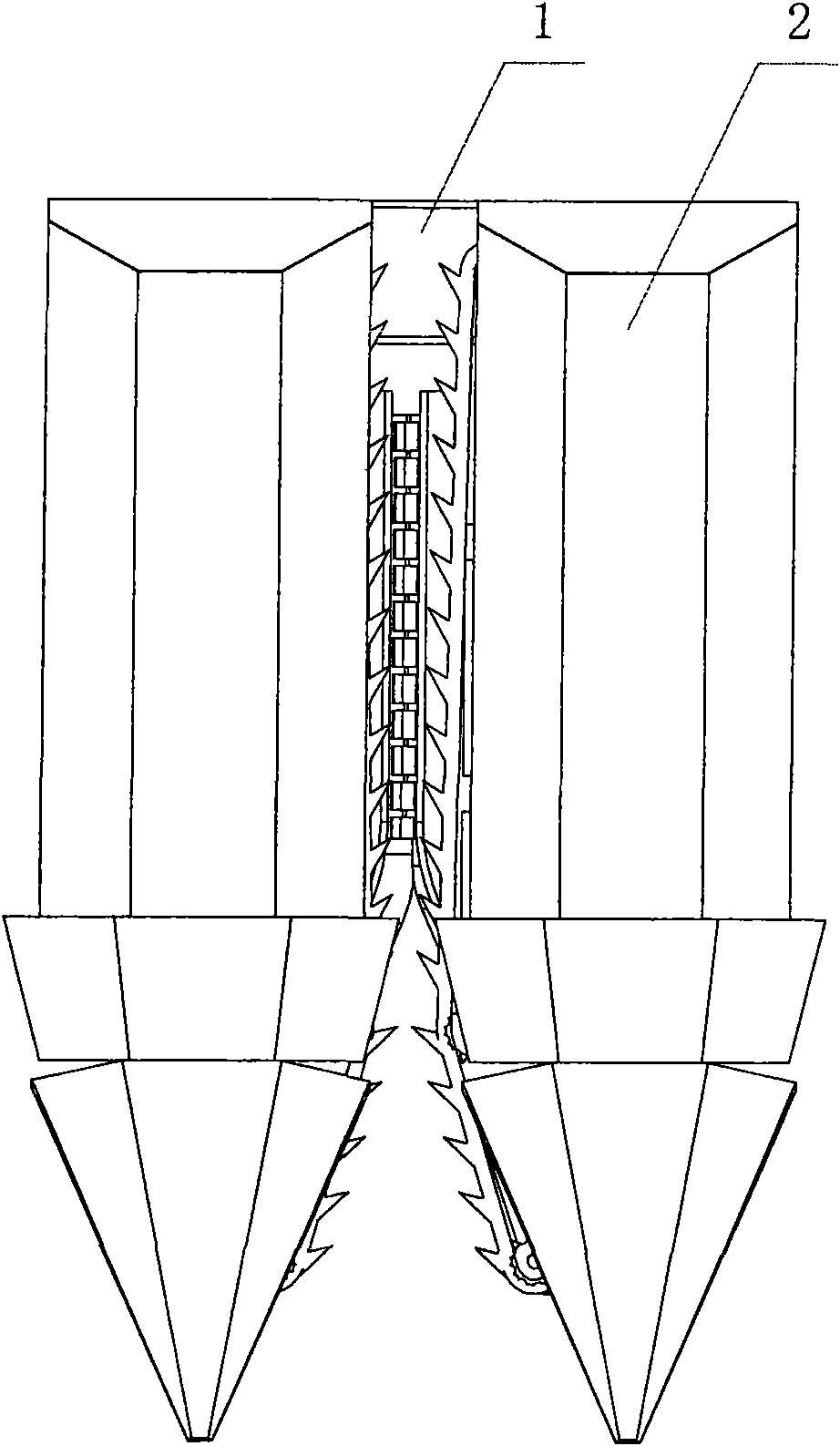 Three-roller corn picking and straw smashing device