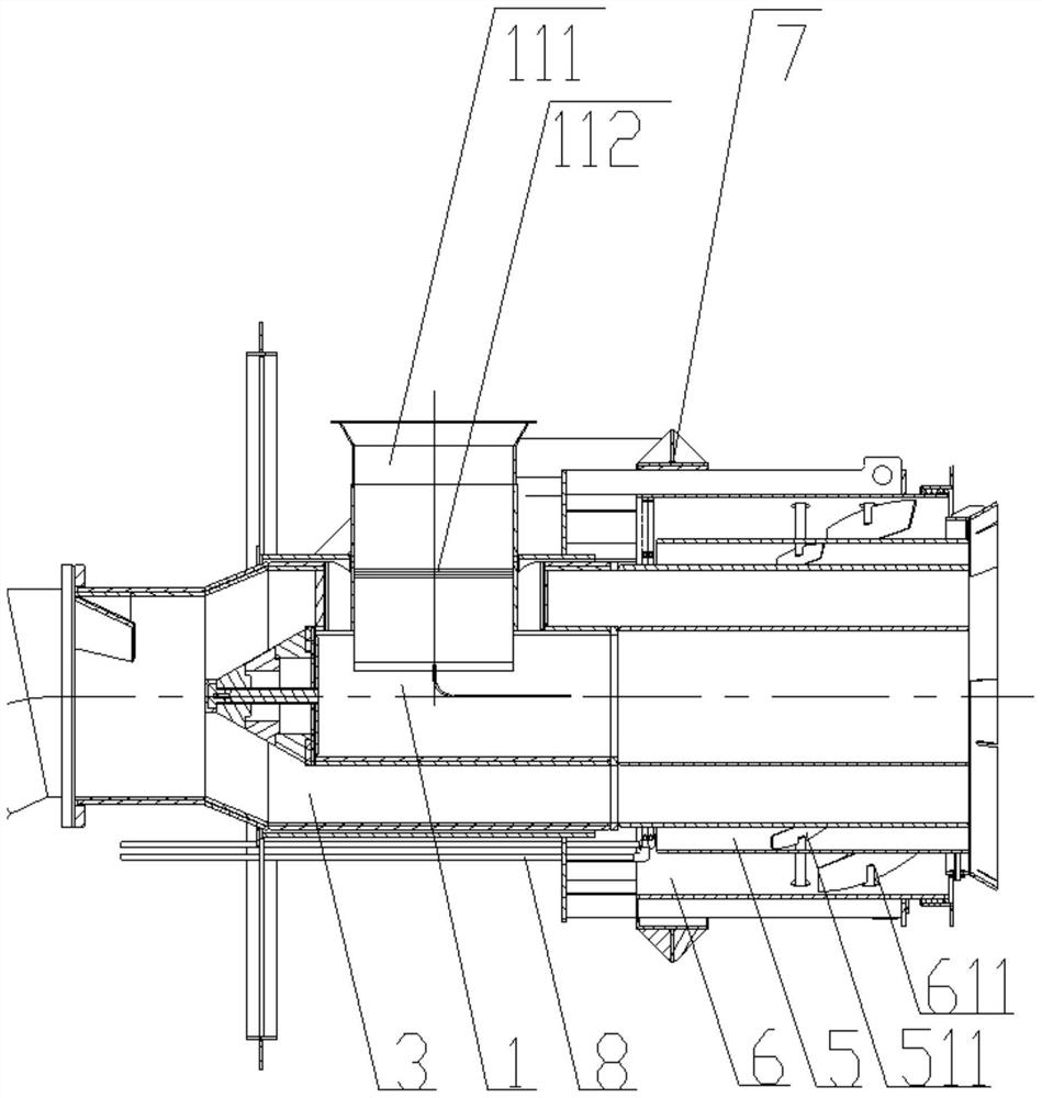 Concentrated low-nitrogen dual channel swirl burner with central air