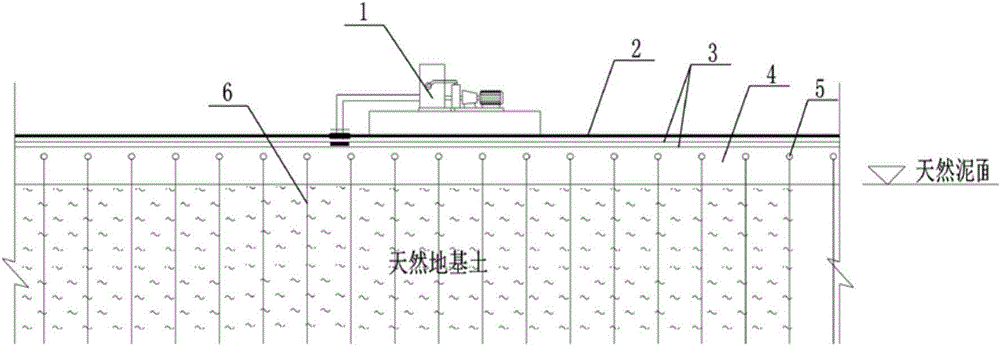 Horizontal drainage system for vacuum preloading processing soft soil foundation