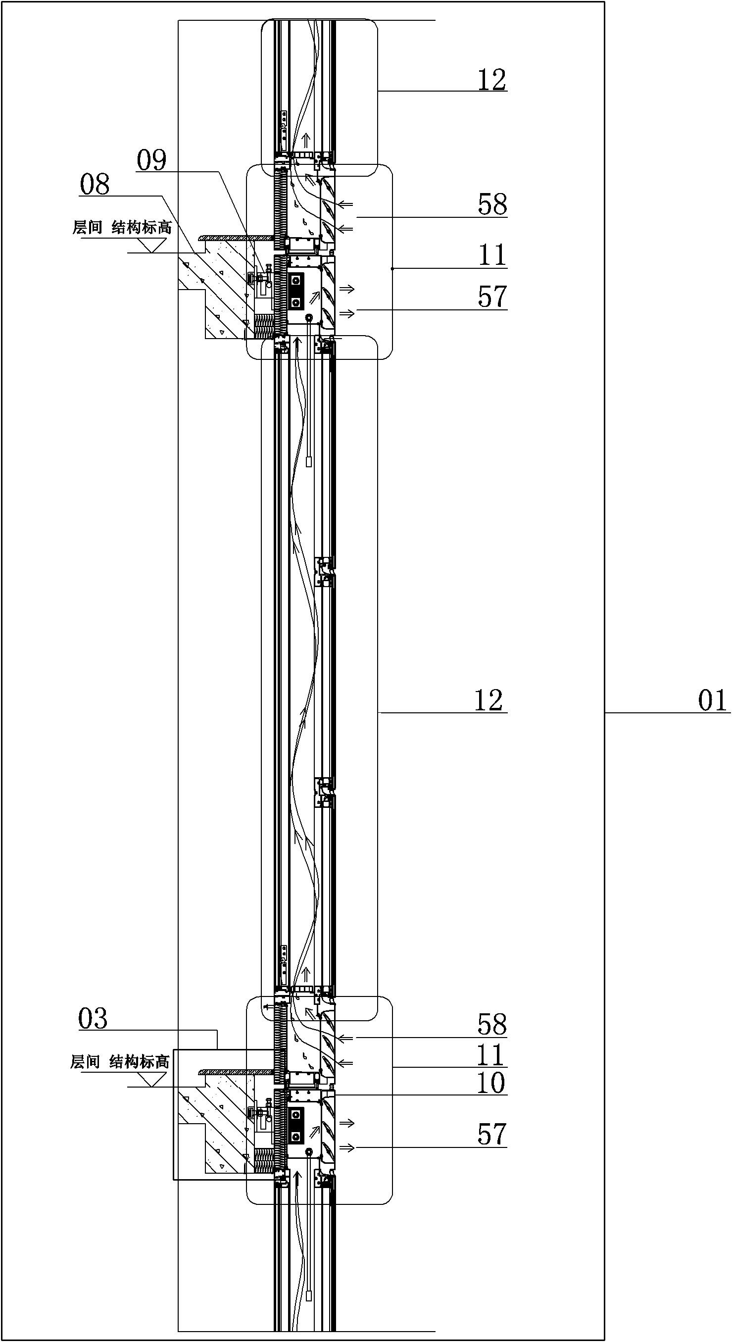 Double-layer integrated unit type photovoltaic breathing curtain wall